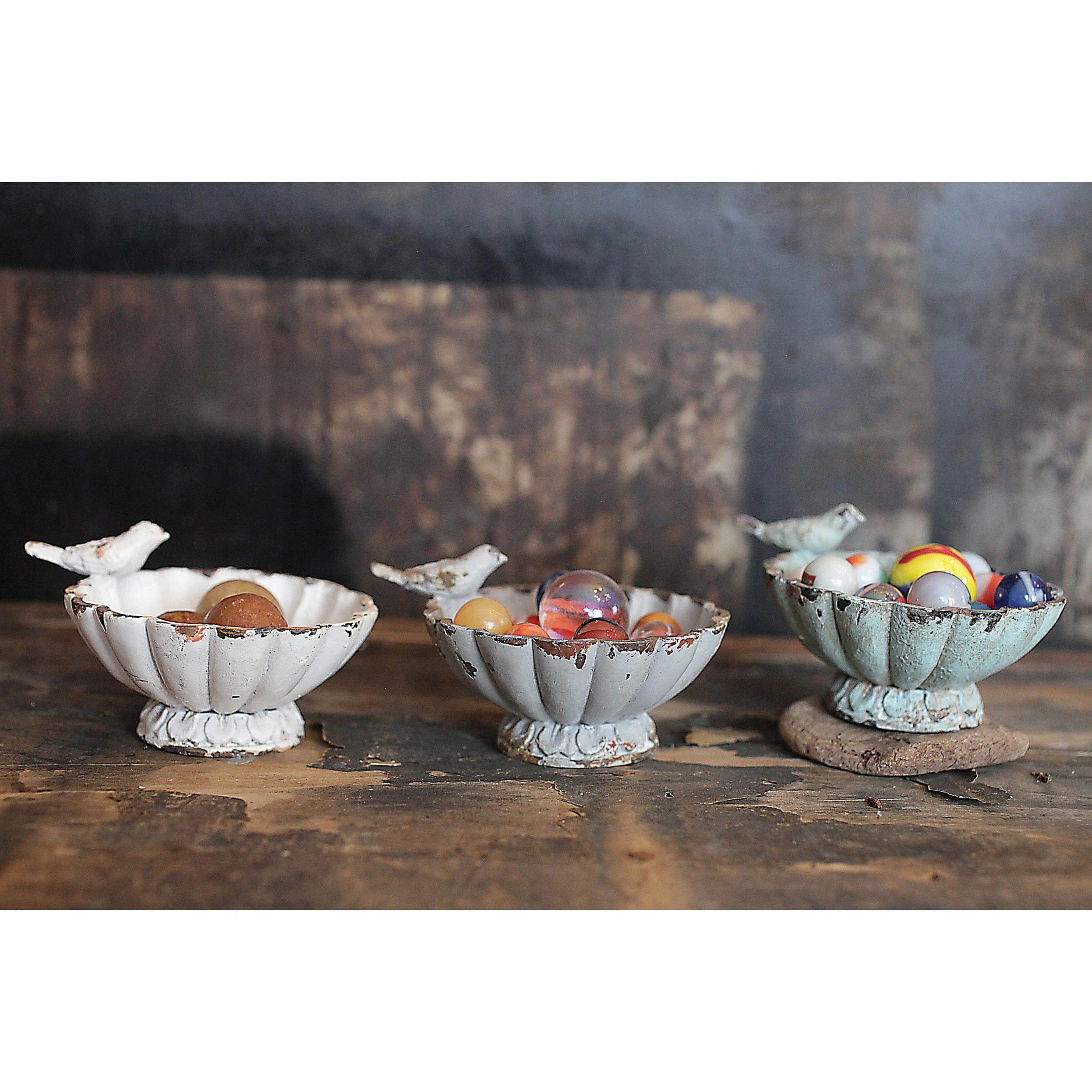 Creative Co-Op Creative Co-Op Distressed Pewter Bowl with Bird - Little Miss Muffin Children & Home