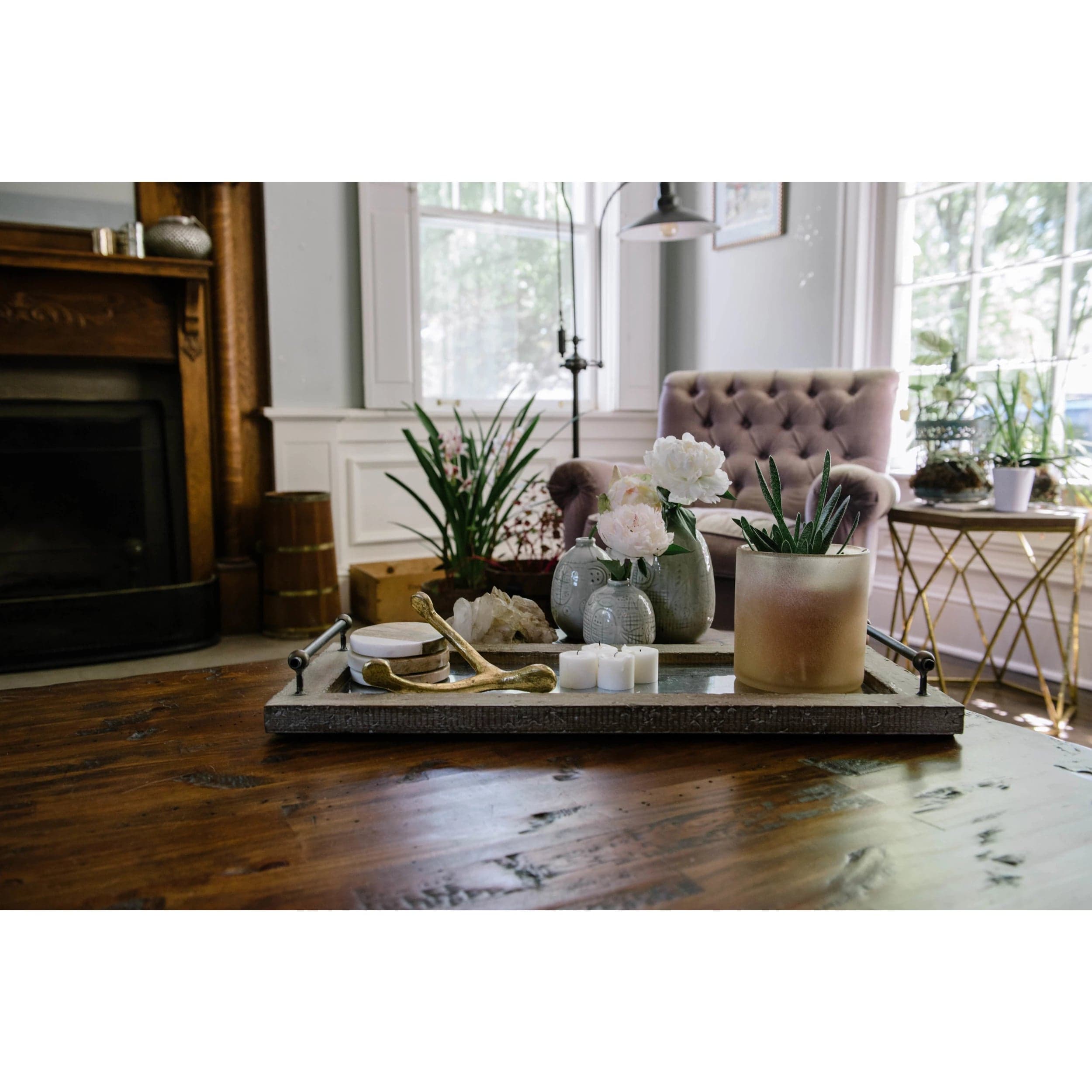 Creative Co-op Creative Co-op Marble & Mango Wood Round Coaster Set - Little Miss Muffin Children & Home