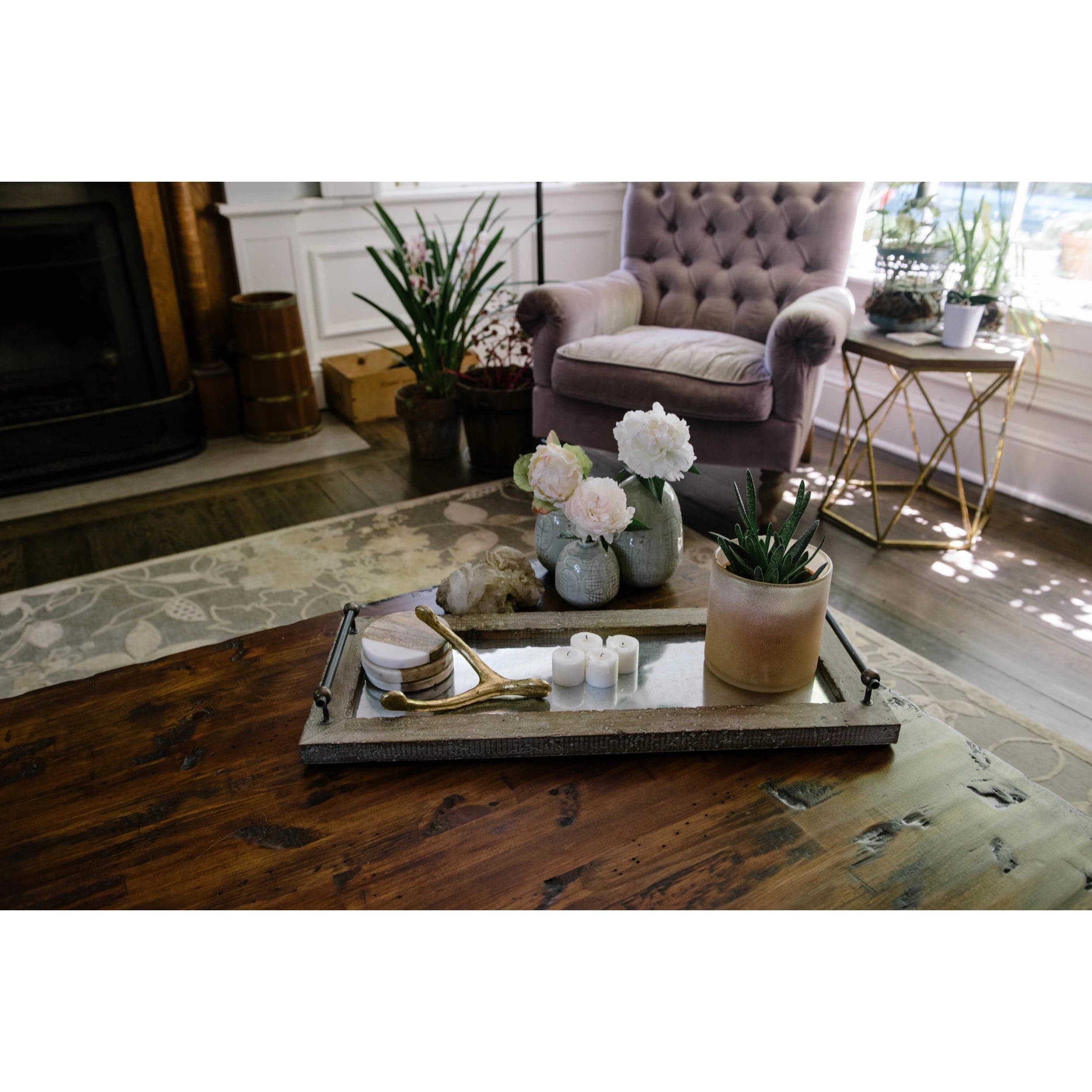 Creative Co-op Creative Co-op Marble & Mango Wood Round Coaster Set - Little Miss Muffin Children & Home