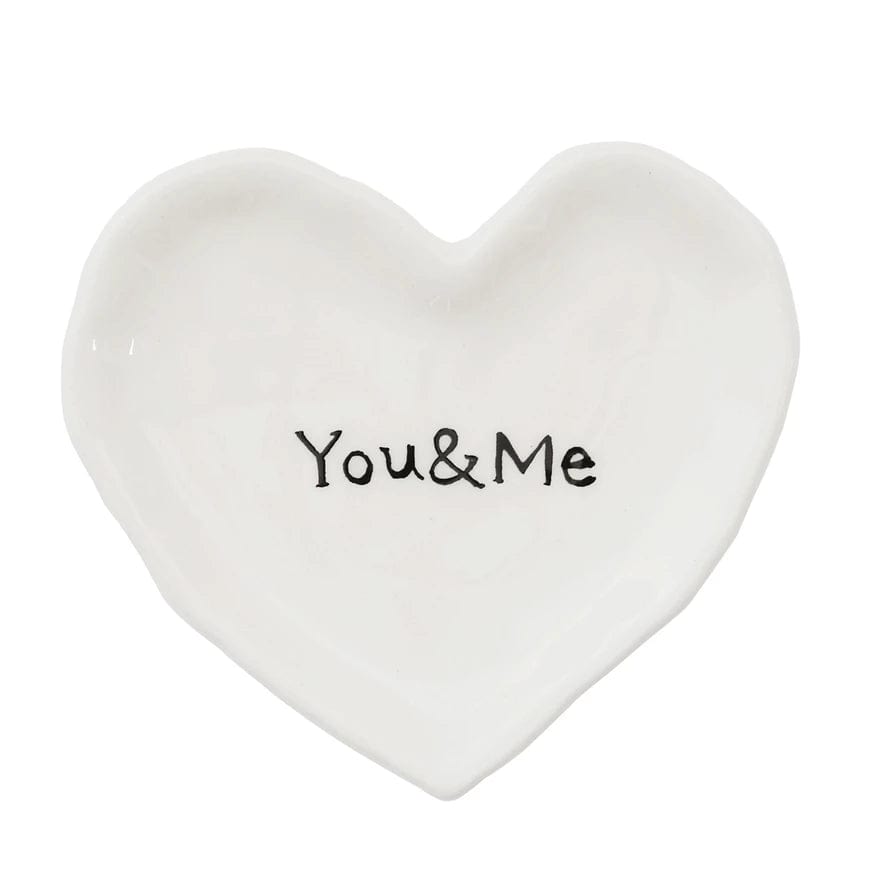 Creative Co-op Creative Co-op Ceramic Heart Dish "You & Me" - Little Miss Muffin Children & Home