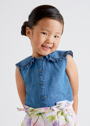 Mayoral Mayoral 3.128 SLVLS DENIM BLOUSE - Little Miss Muffin Children & Home