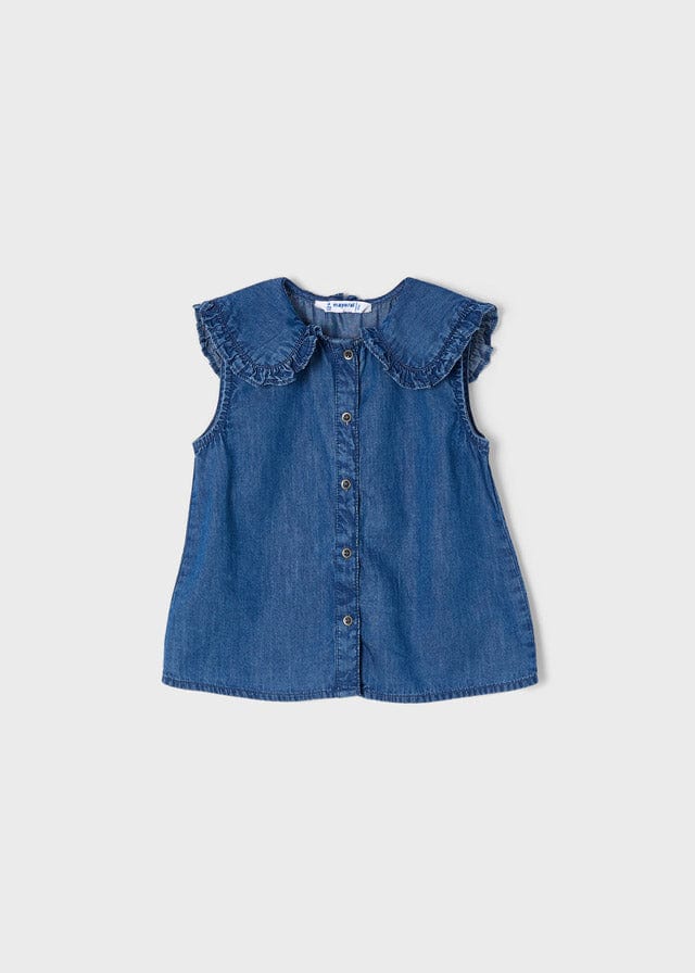 Mayoral Mayoral 3.128 SLVLS DENIM BLOUSE - Little Miss Muffin Children & Home