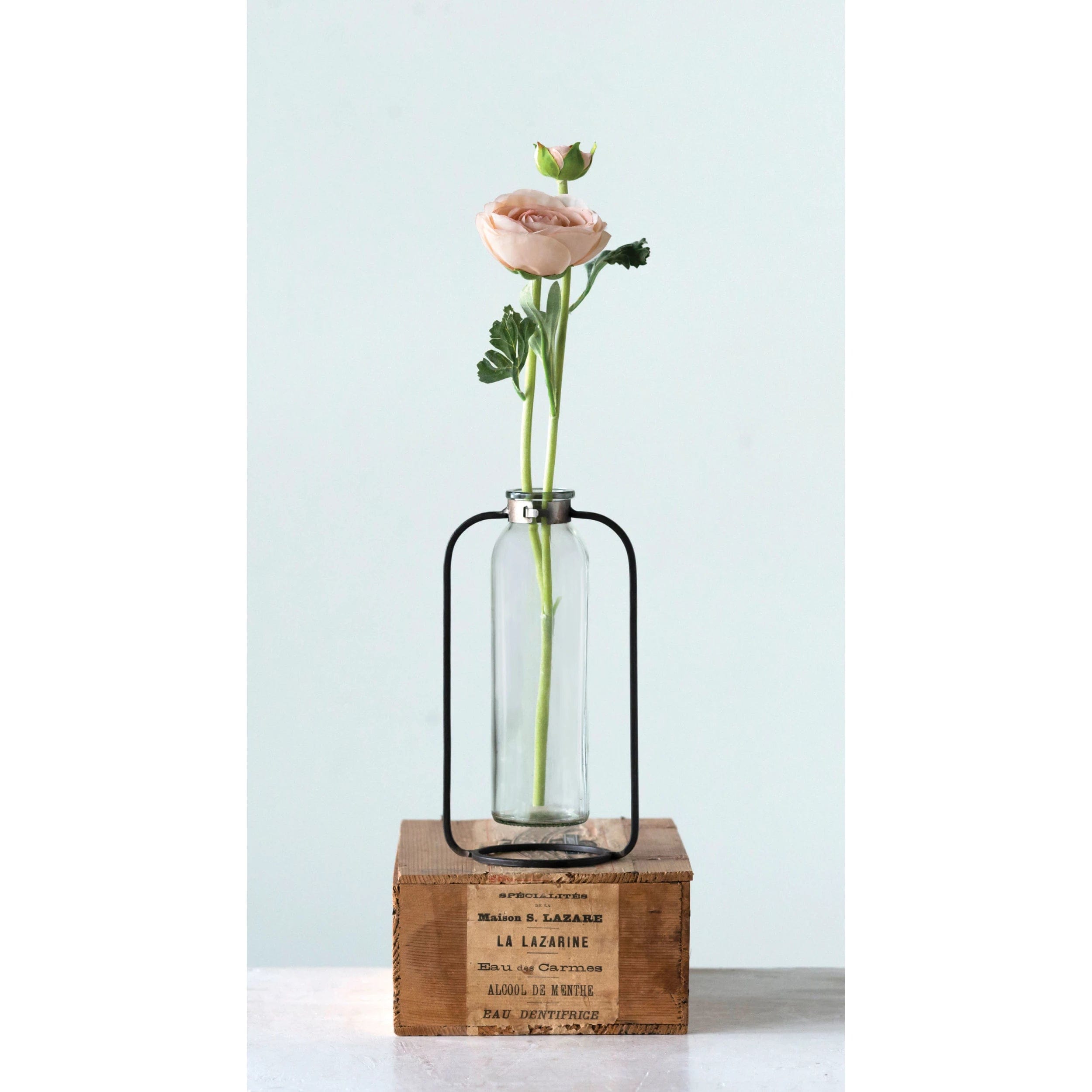 Creative Co-op Creative Co-op Glass Vase in Metal Stand - Little Miss Muffin Children & Home