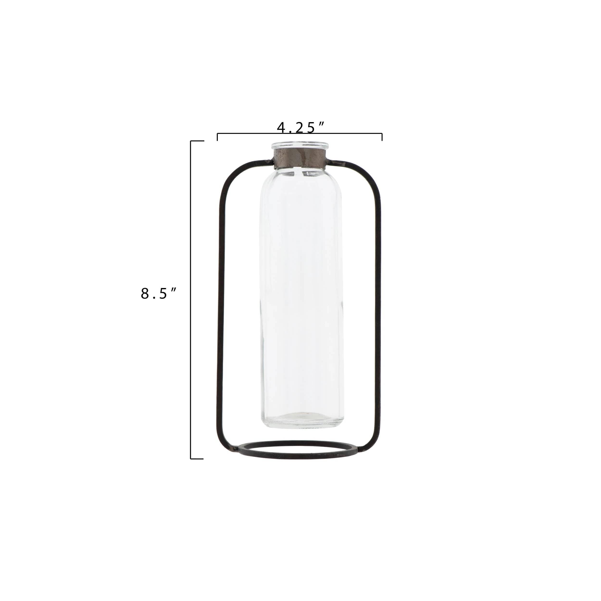 Creative Co-op Creative Co-op Glass Vase in Metal Stand - Little Miss Muffin Children & Home