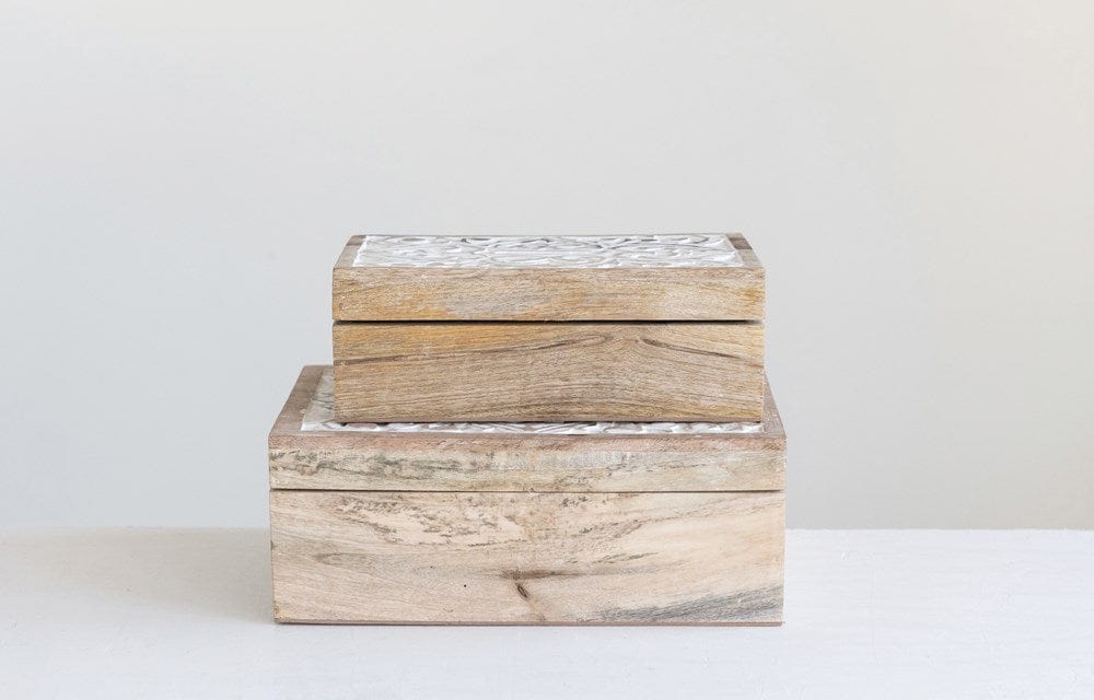 Creative Co-Op Creative Co-op Hand Carved Mango Wood Boxes - Little Miss Muffin Children & Home