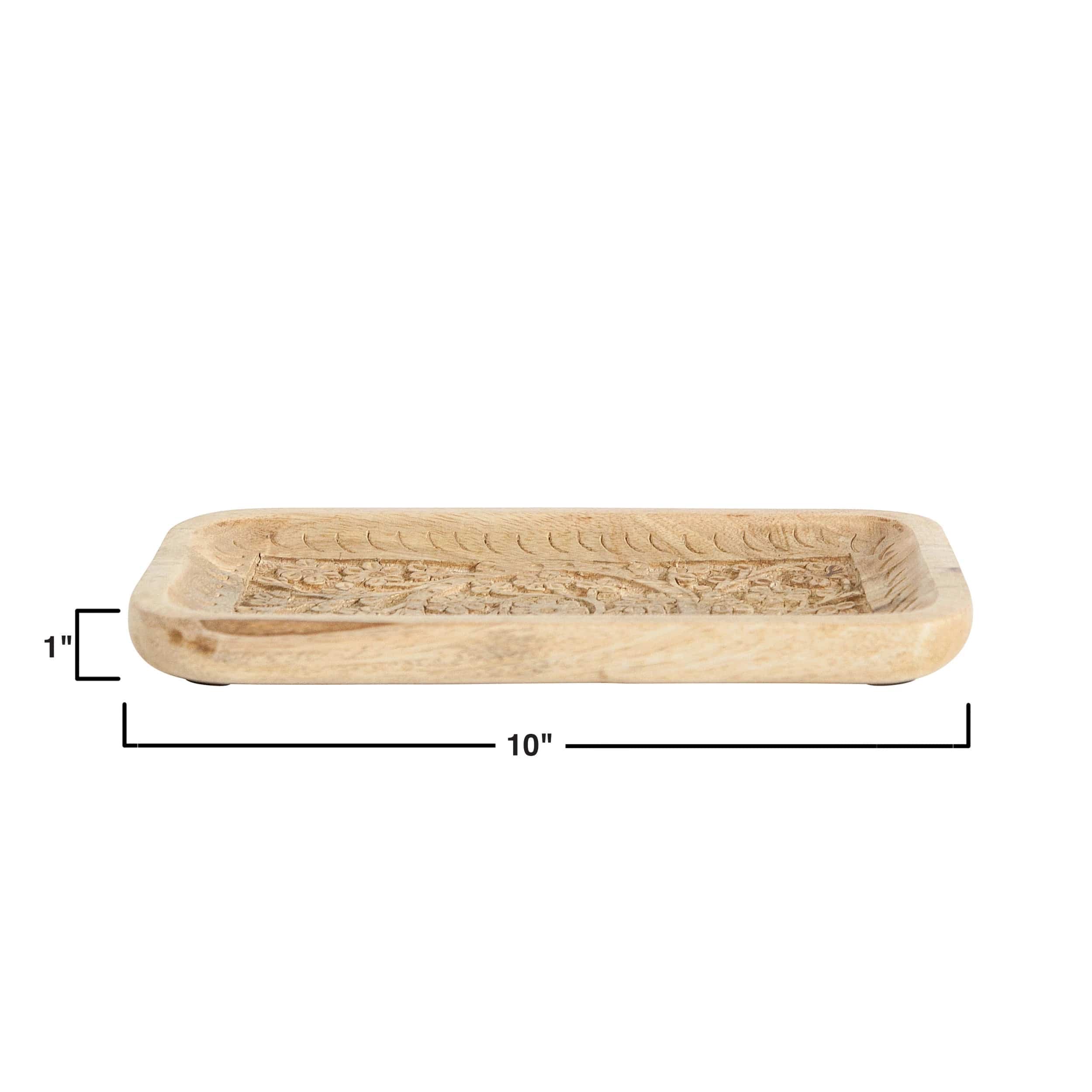 Creative Co-Op Creative Co-Op Hand-Carved Mango Wood Tray 10"x6" - Little Miss Muffin Children & Home
