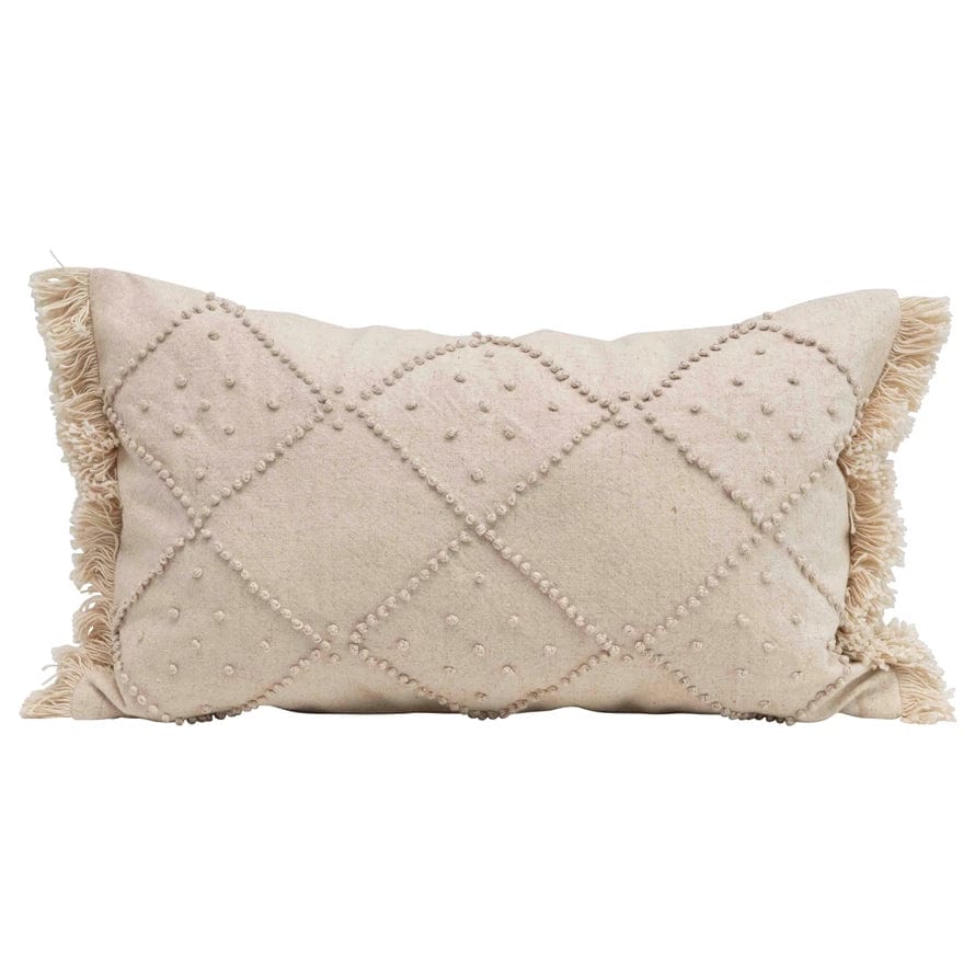 Creative Co-op Creative Co-op Lumbar Pillow with French Knots & Fringe - Little Miss Muffin Children & Home