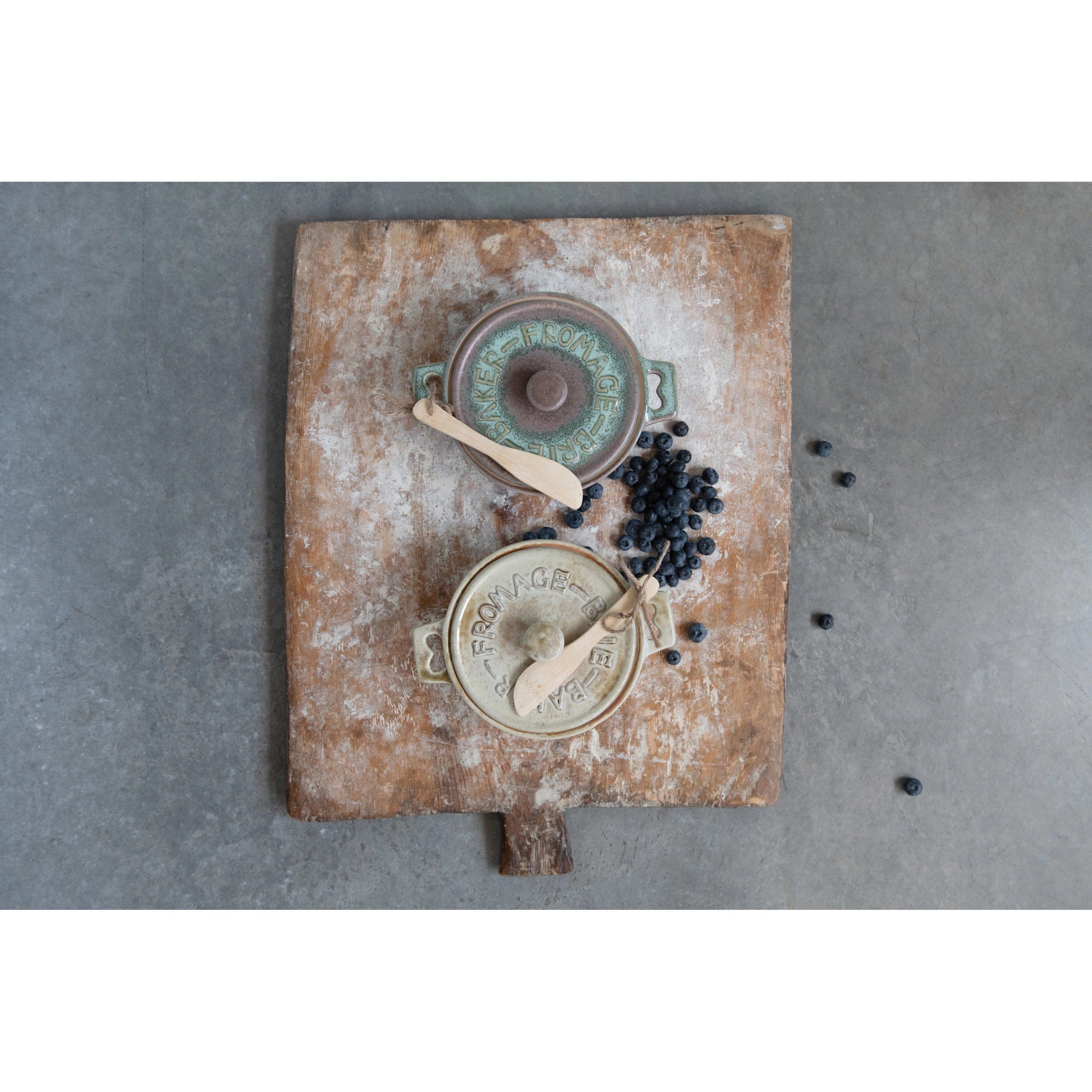 Creative Co-op Creative Co-op Stoneware Brie Baker, Spreader, Set of 2 - Little Miss Muffin Children & Home