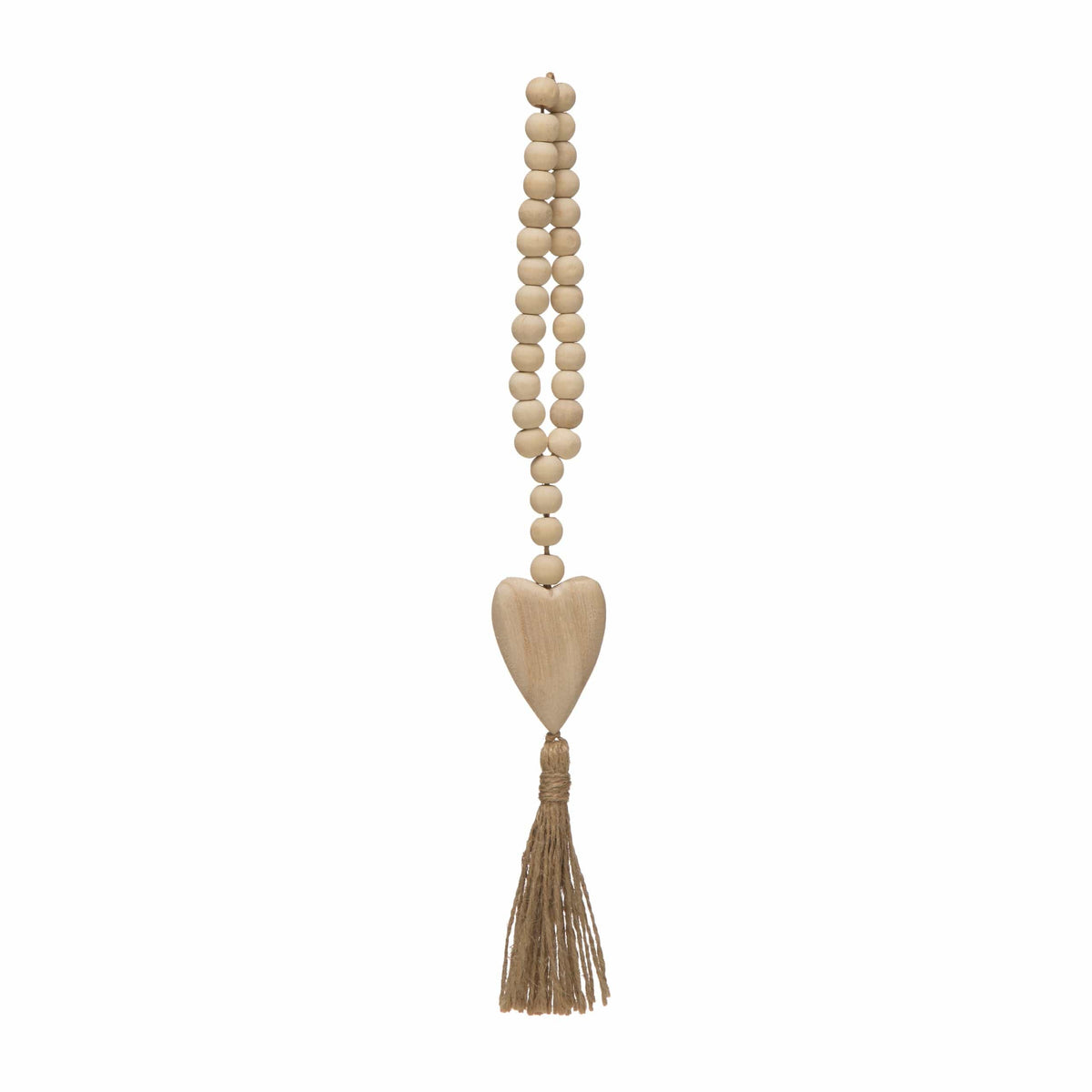 Creative Co-op Creative Co-op Wood Beads Garland wHeart Icon & Jute Tassel - Little Miss Muffin Children & Home