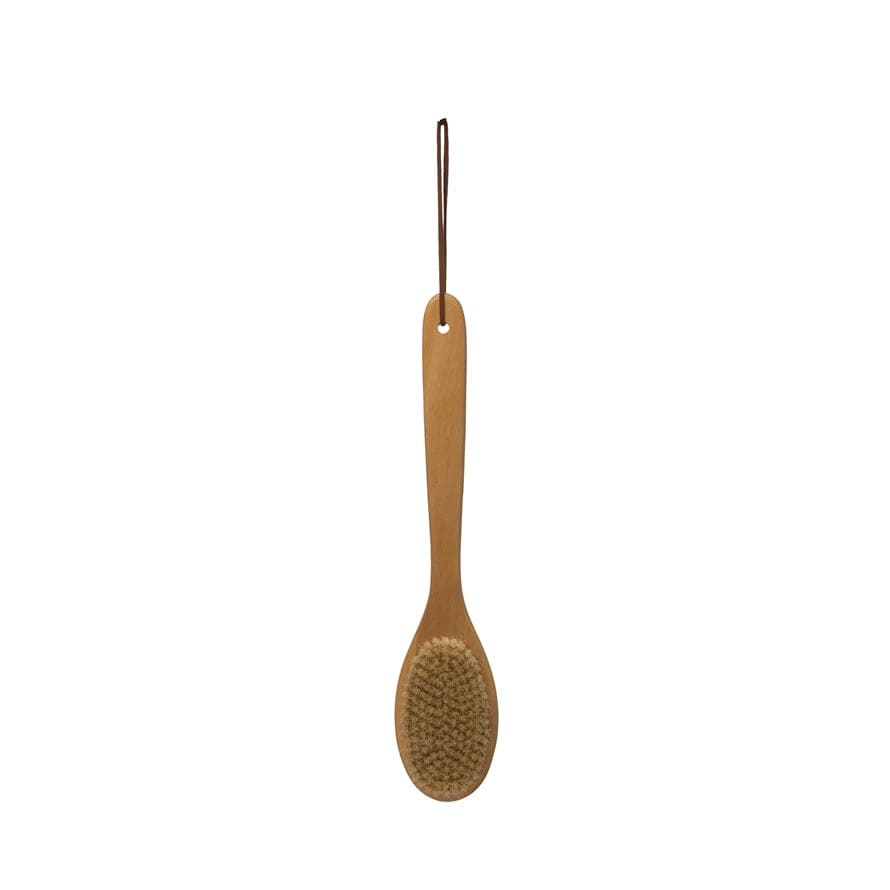 Creative Co-op Creative Co-op Wood Bath Brush with Leather Strap - Little Miss Muffin Children & Home