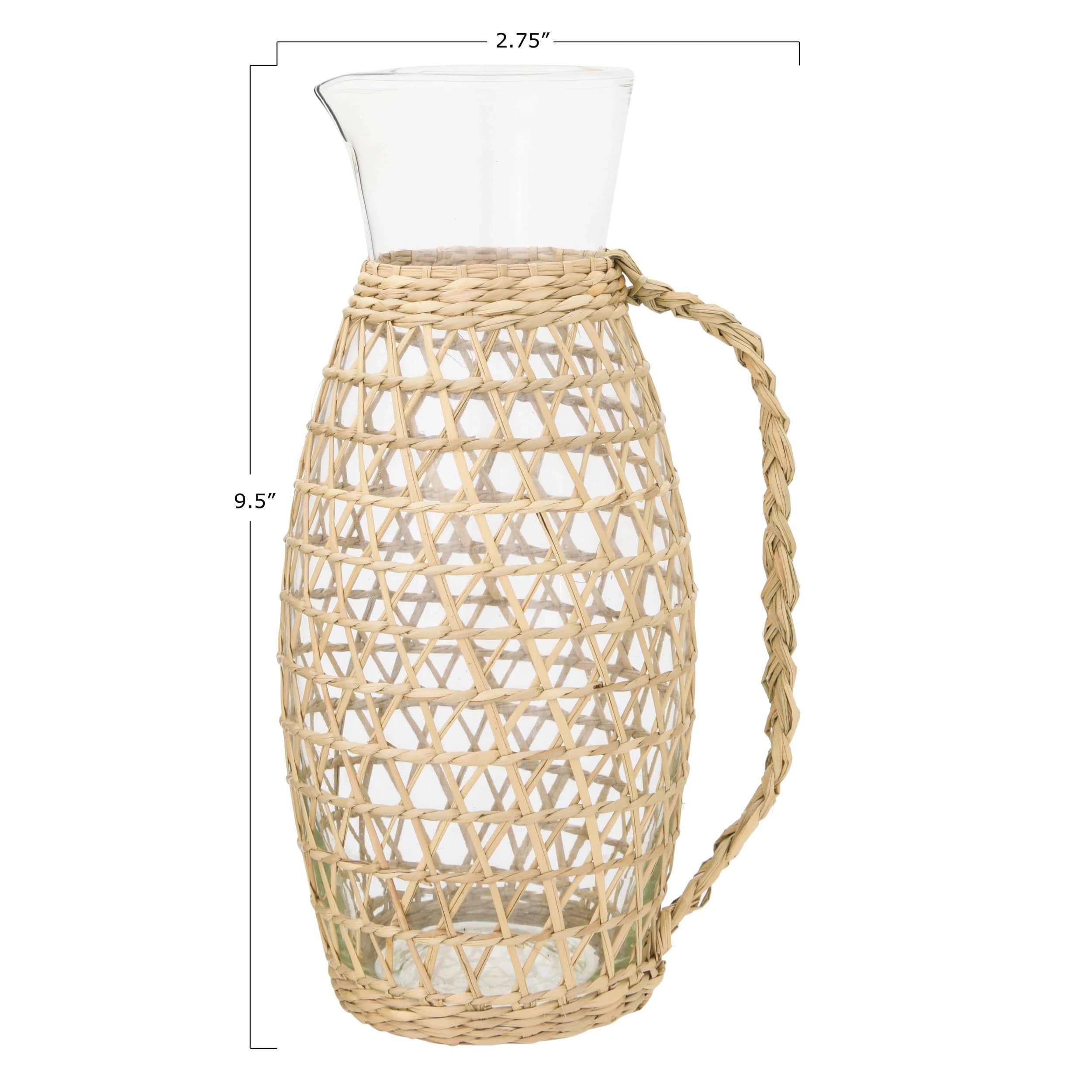 Creative Co-Op Creative Co-Op Seagrass Covered Glass Pitcher - Little Miss Muffin Children & Home