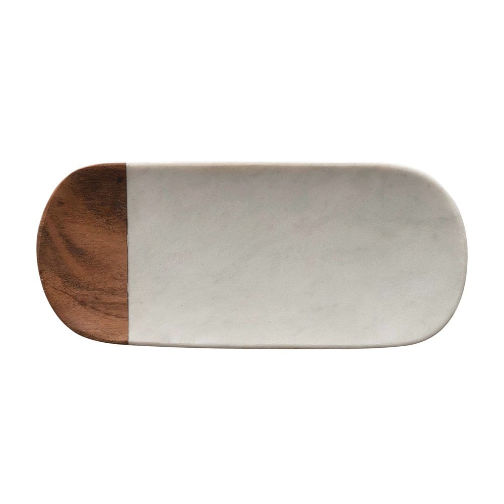 Creative Co-Op Creative Co-op Marble & Acacia Wood Tray - Little Miss Muffin Children & Home