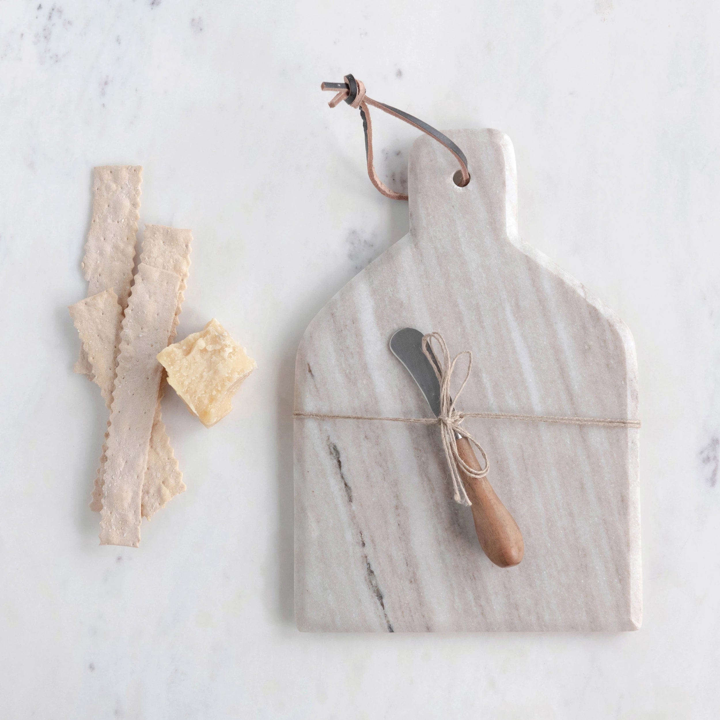 CREATIVE CO-OP Creative Co-op Marble Cheese Board With knife - Little Miss Muffin Children & Home