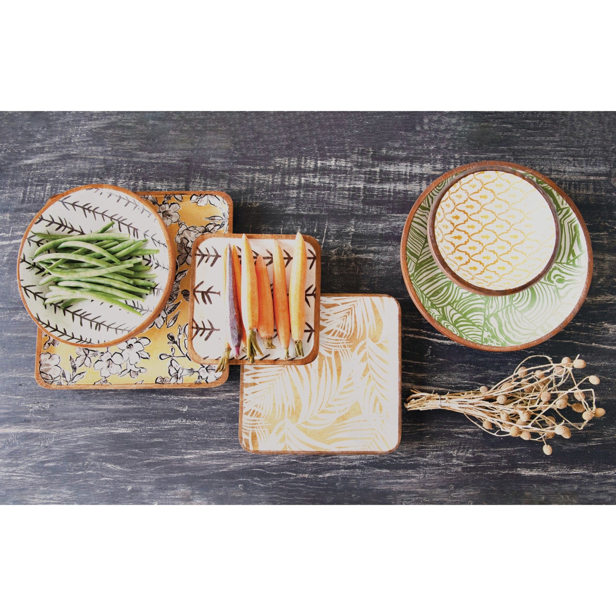 Creative Co-op Creative Co-op Patterned Small Acacia Wood Bowl - Little Miss Muffin Children & Home