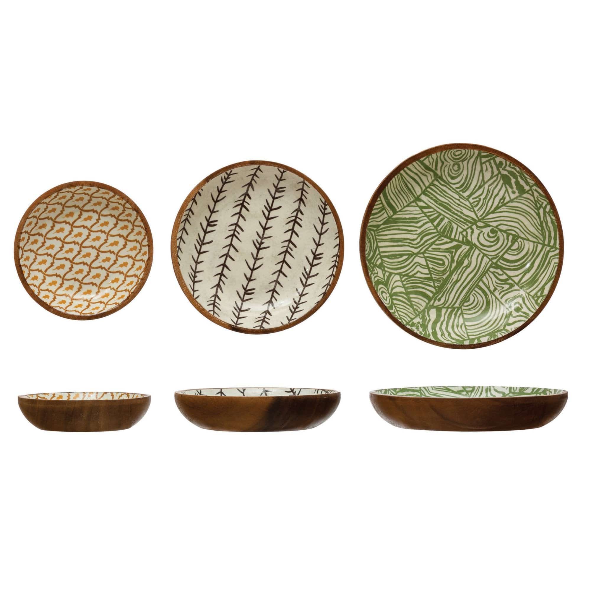 Creative Co-op Creative Co-op Patterned Medium Acacia Wood Bowl - Little Miss Muffin Children & Home