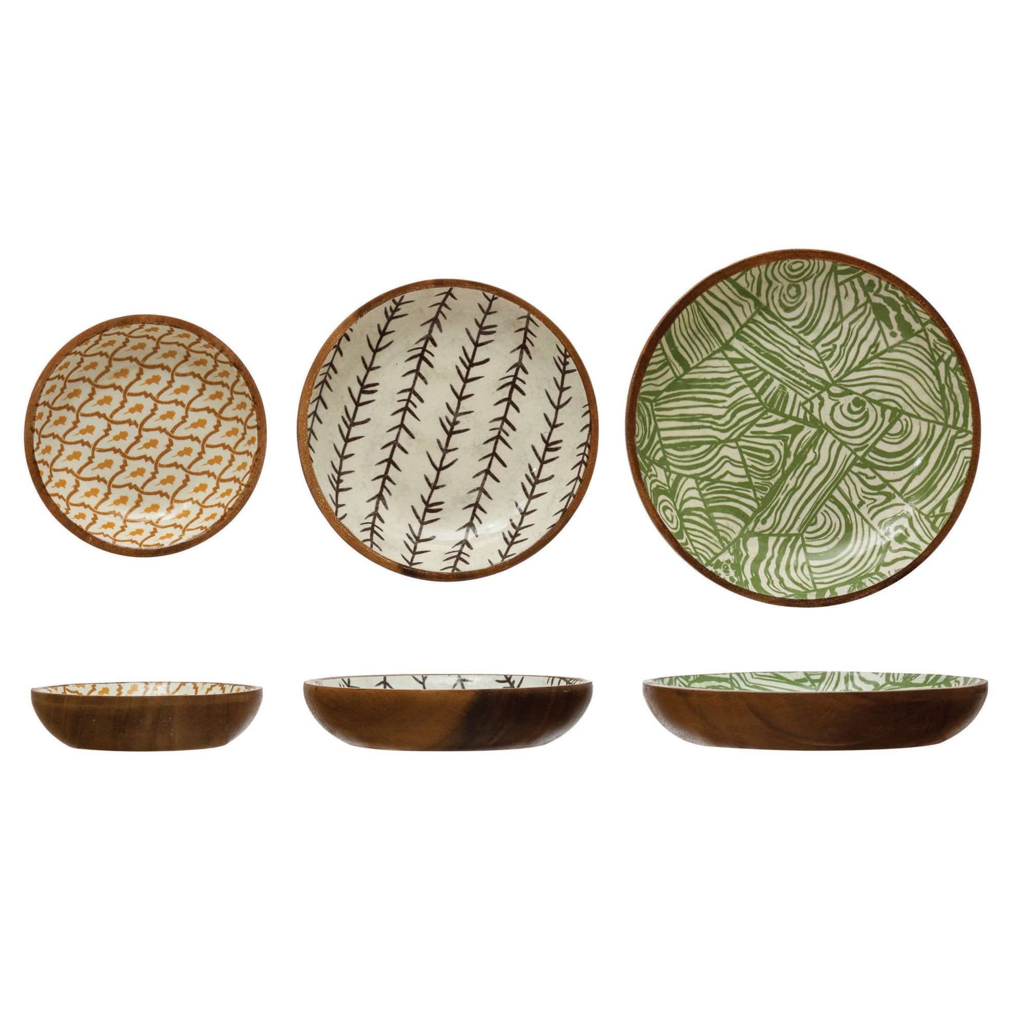 Creative Co-op Creative Co-op Patterned Small Acacia Wood Bowl - Little Miss Muffin Children & Home