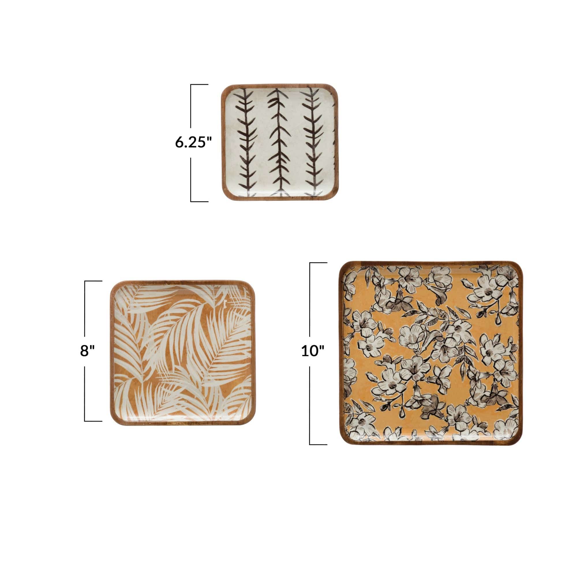 Creative Co-op Creative Co-op Patterned Large Acacia Wood Tray - Little Miss Muffin Children & Home