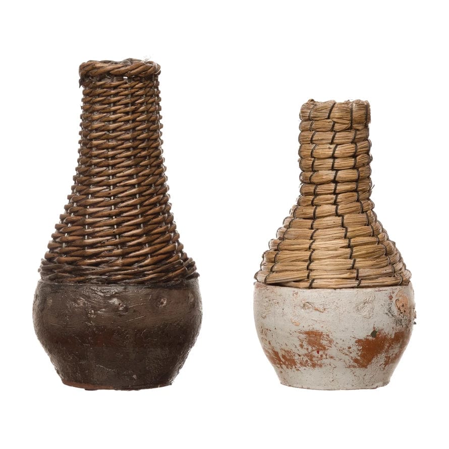 CREATIVE CO-OP Creative Co-op Woven Rattan & Clay Vase - Little Miss Muffin Children & Home