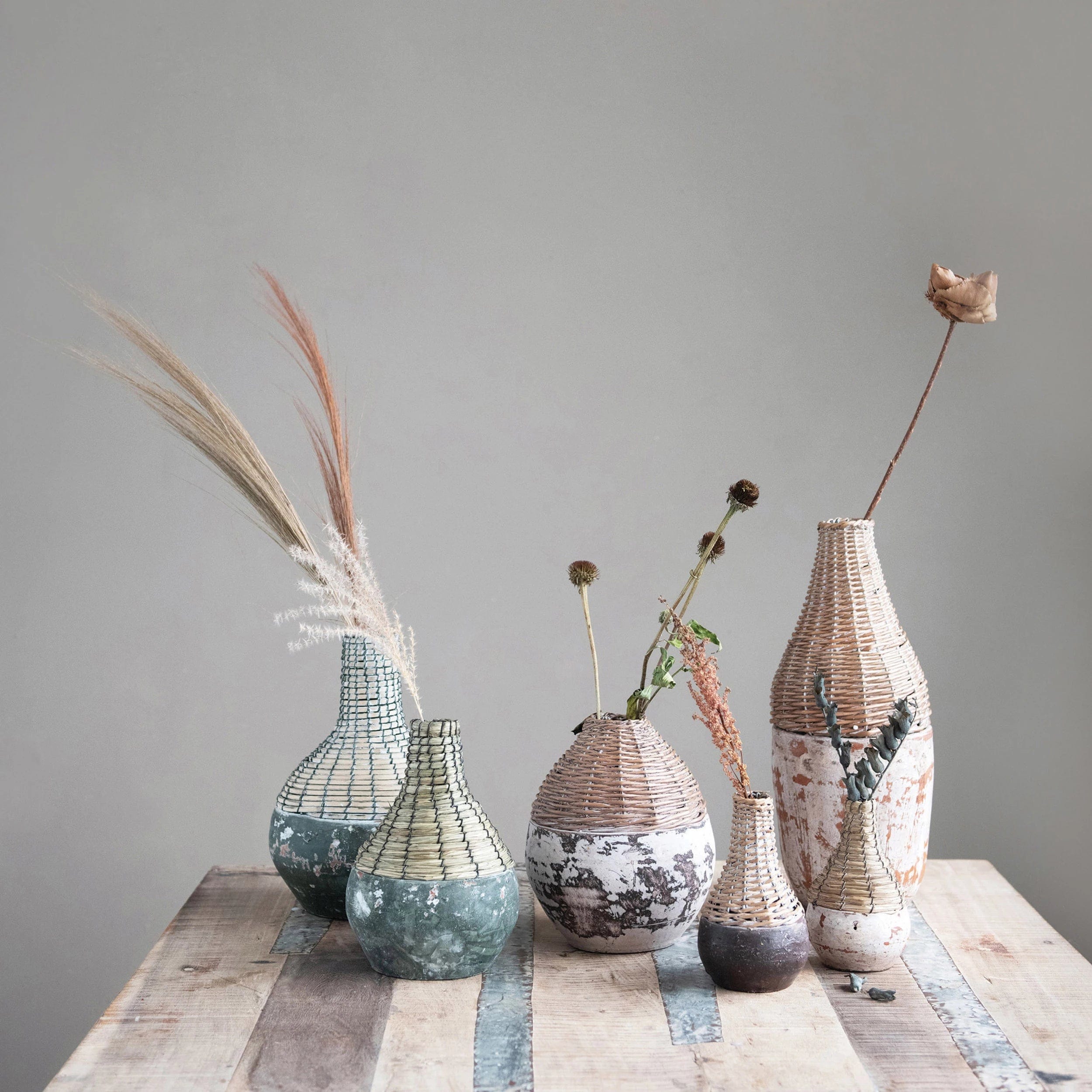 CREATIVE CO-OP Creative Co-op Woven Rattan & Clay Vase - Little Miss Muffin Children & Home