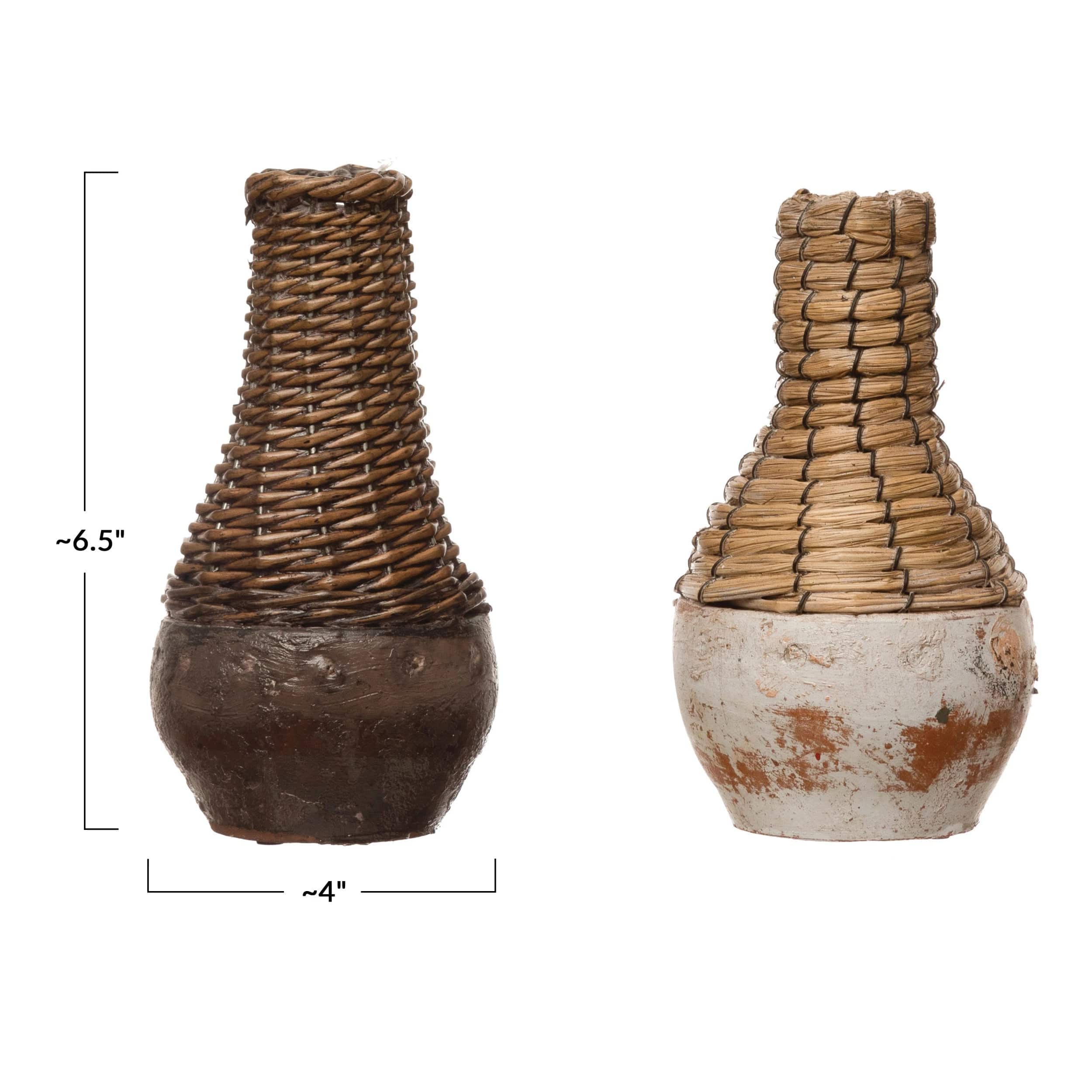CREATIVE CO-OP Creative Co-op Woven Rattan & Clay Vase - Little Miss Muffin Children & Home