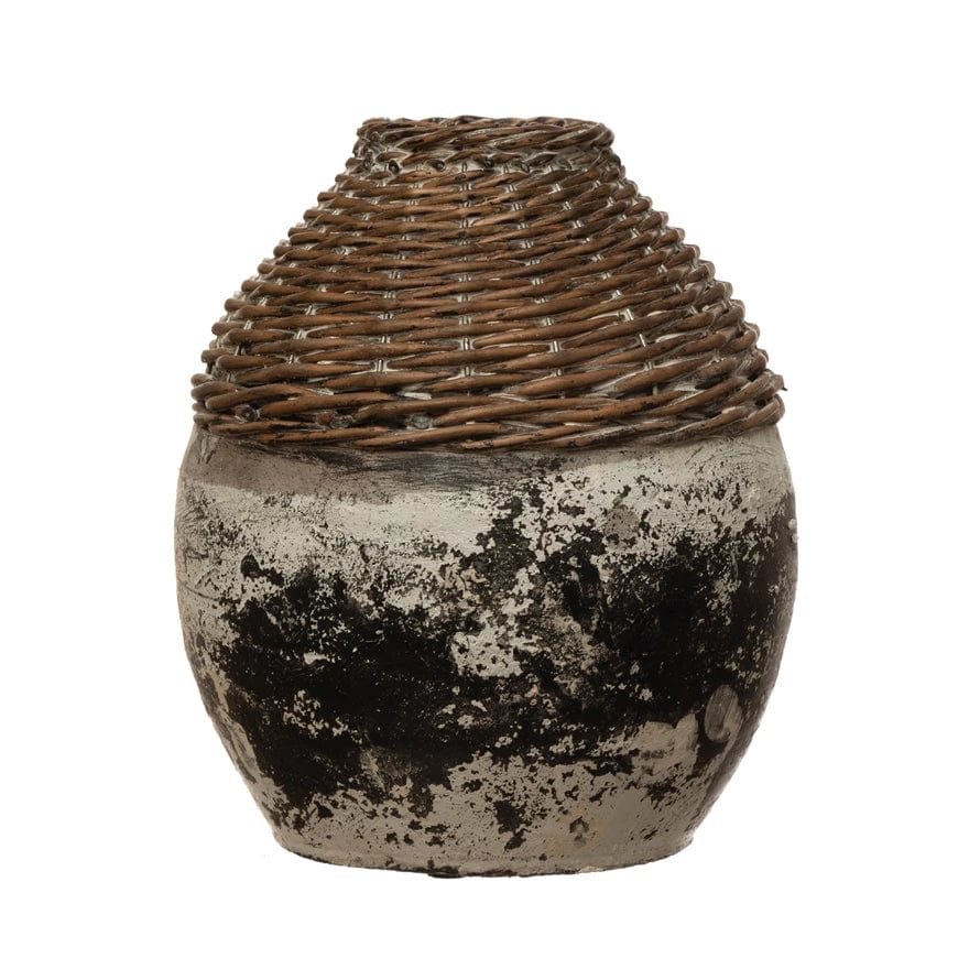 Creative Co-op Creative Co-op Handwoven Rattan & Clay Vase - Little Miss Muffin Children & Home