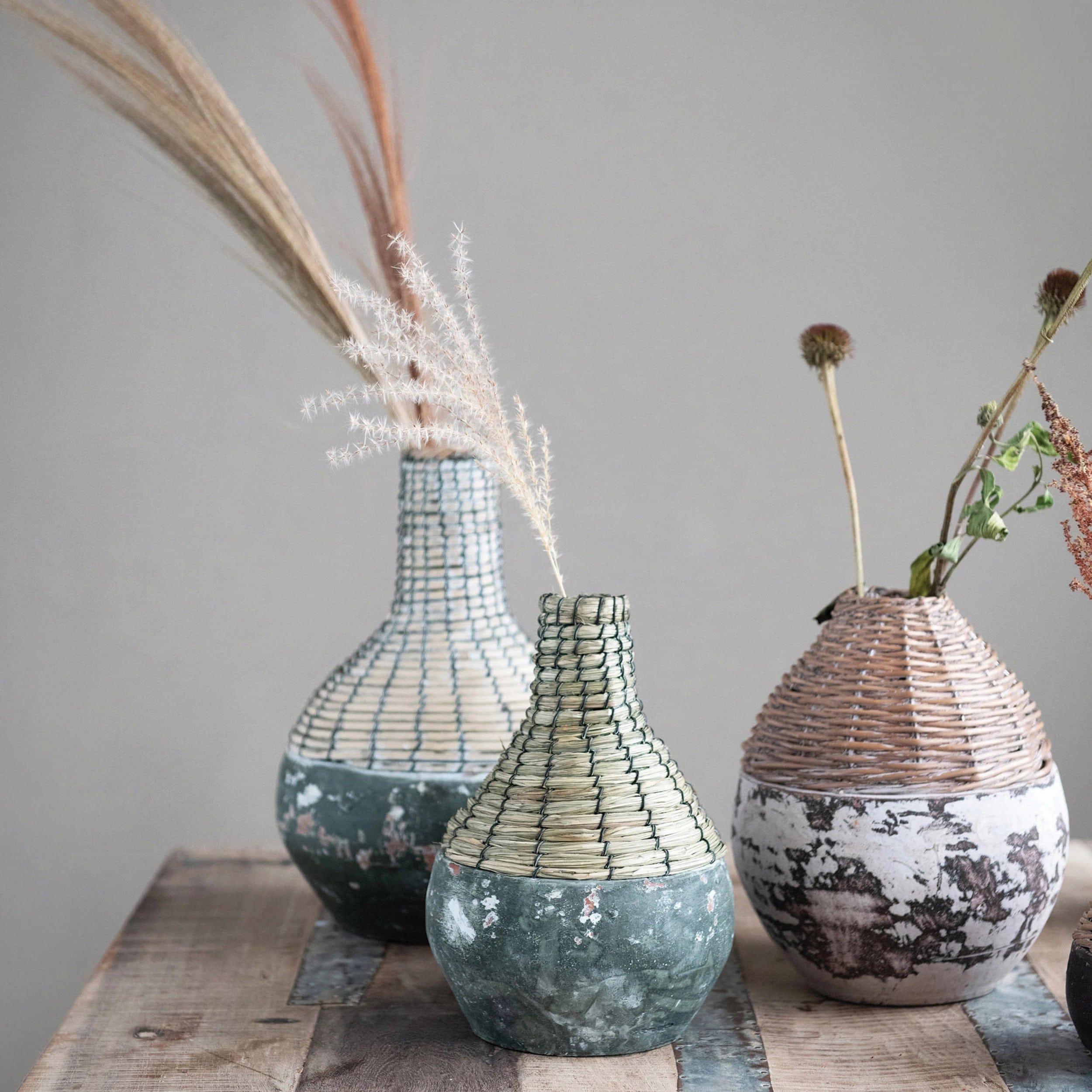 Creative Co-op Creative Co-op Handwoven Rattan & Clay Vase - Little Miss Muffin Children & Home