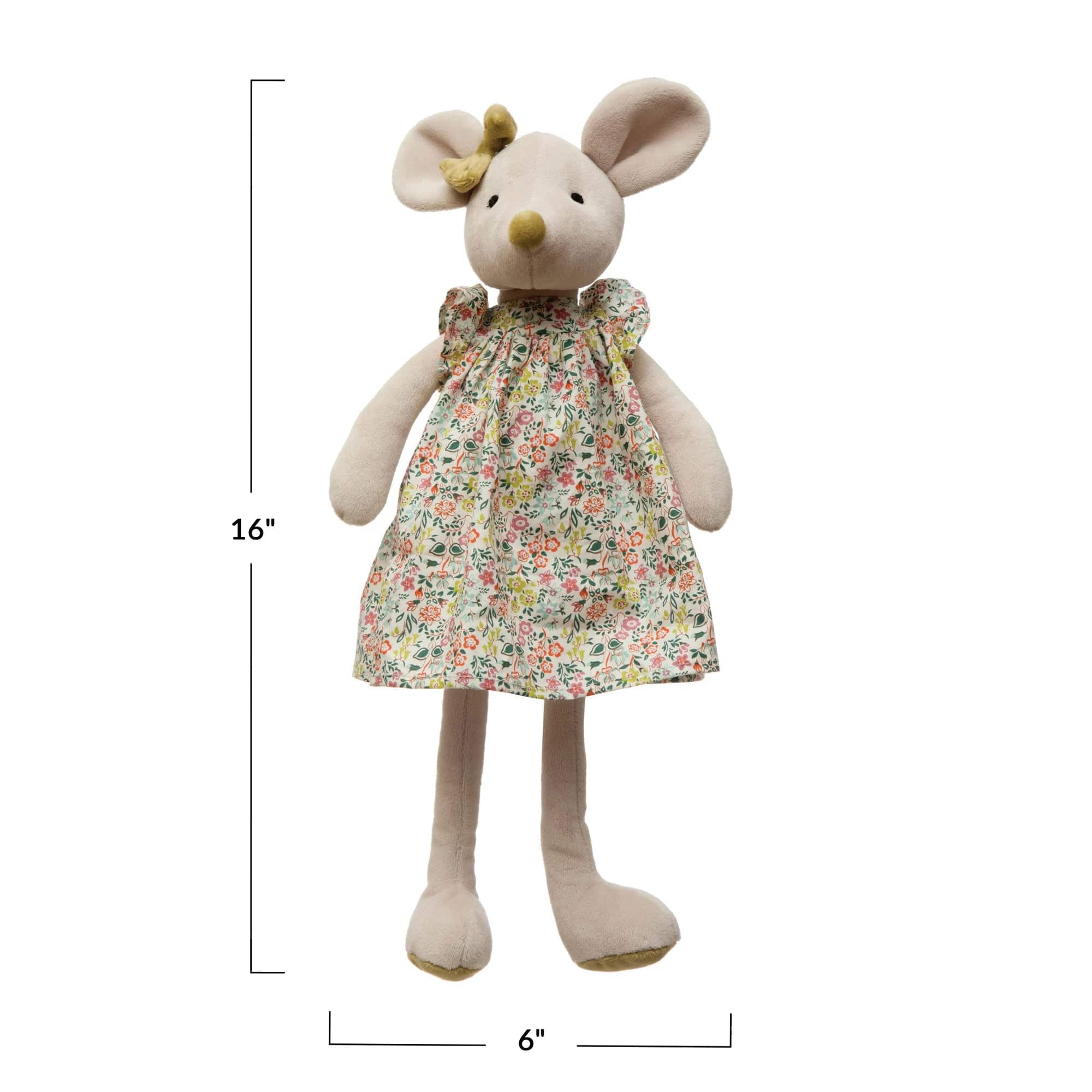 Creative Co-Op Creative Co-Op Plush Mouse in Dress - Little Miss Muffin Children & Home