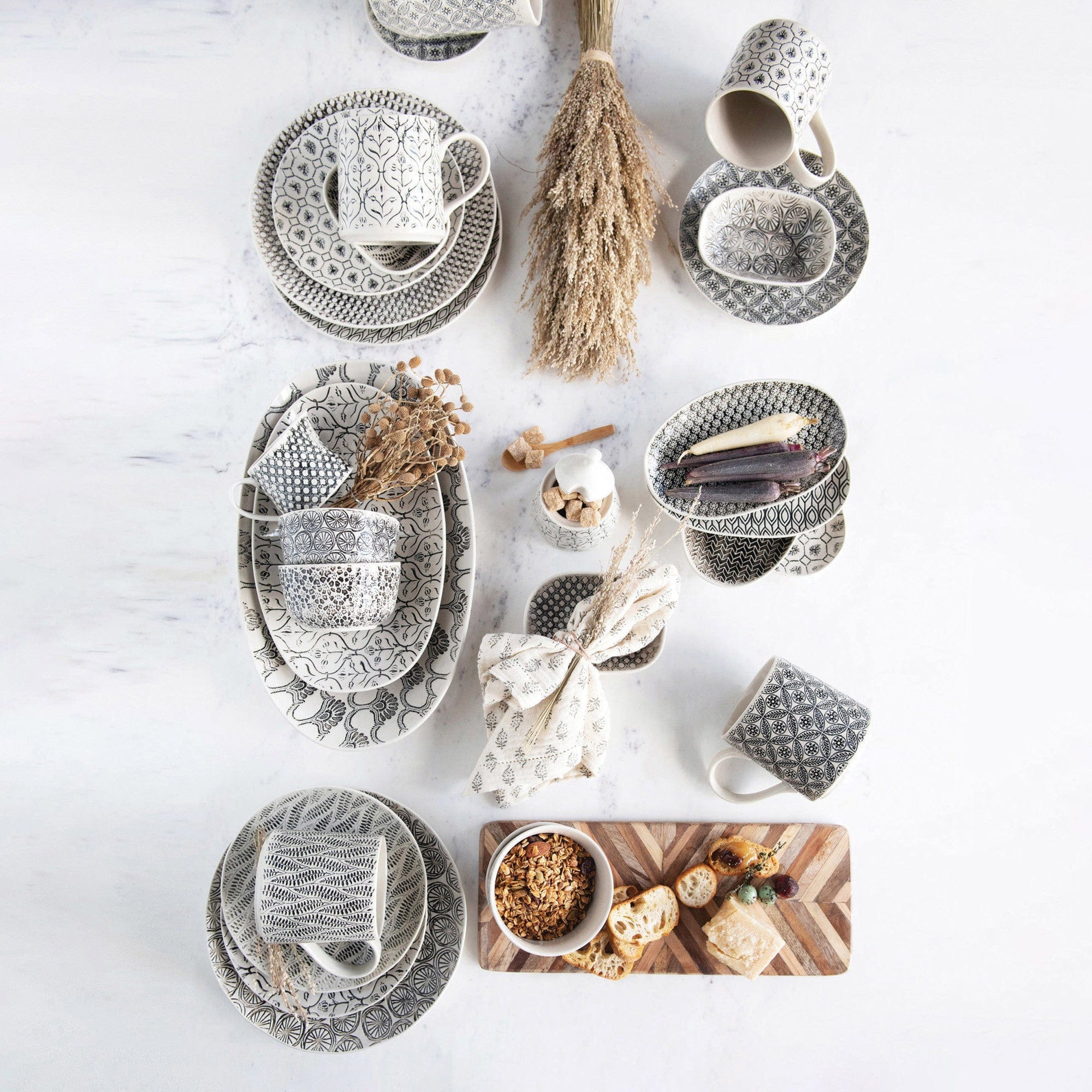 Creative Co-op Creative Co-op Hand-Stamped Patterned Platter - Little Miss Muffin Children & Home