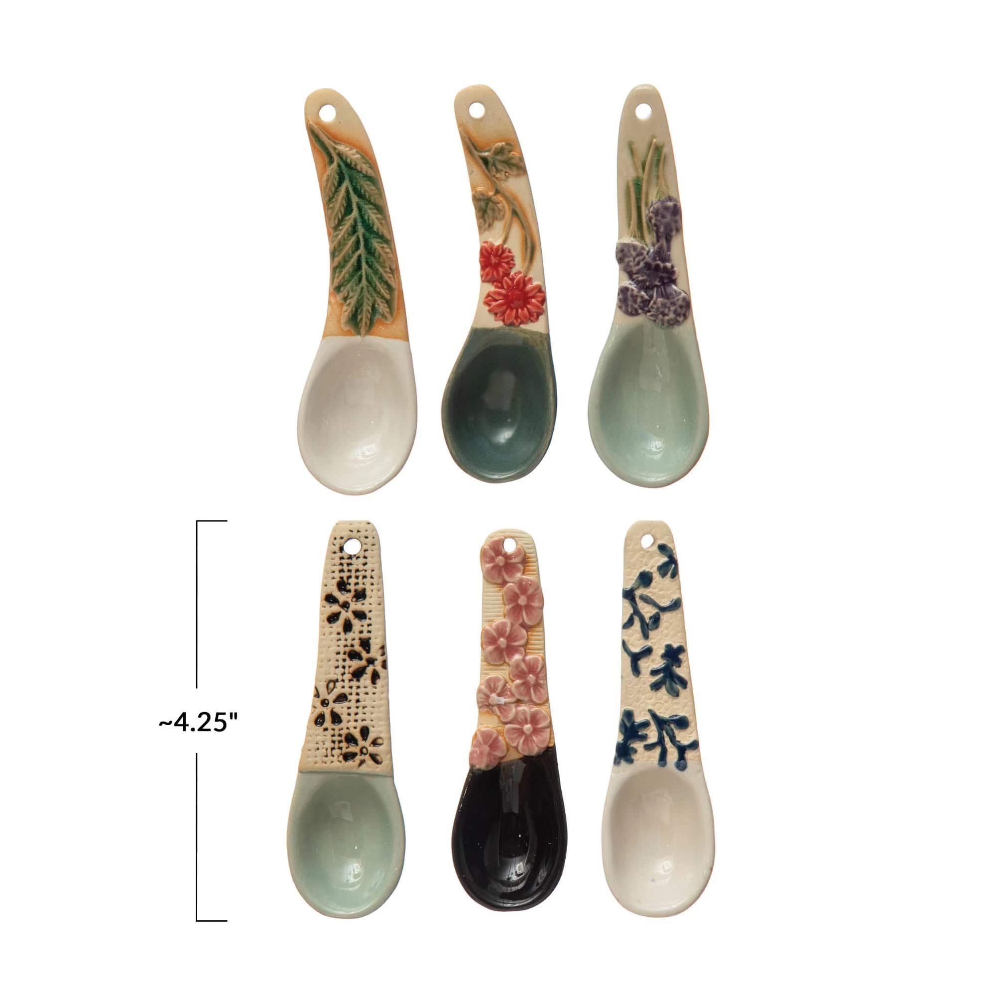 Creative Co-op Creative Co-op Stoneware Spoon Floral Design Handle - Little Miss Muffin Children & Home