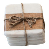 Creative Co-Op Creative Co-op Square Marble Acacia Wood Coasters - Little Miss Muffin Children & Home