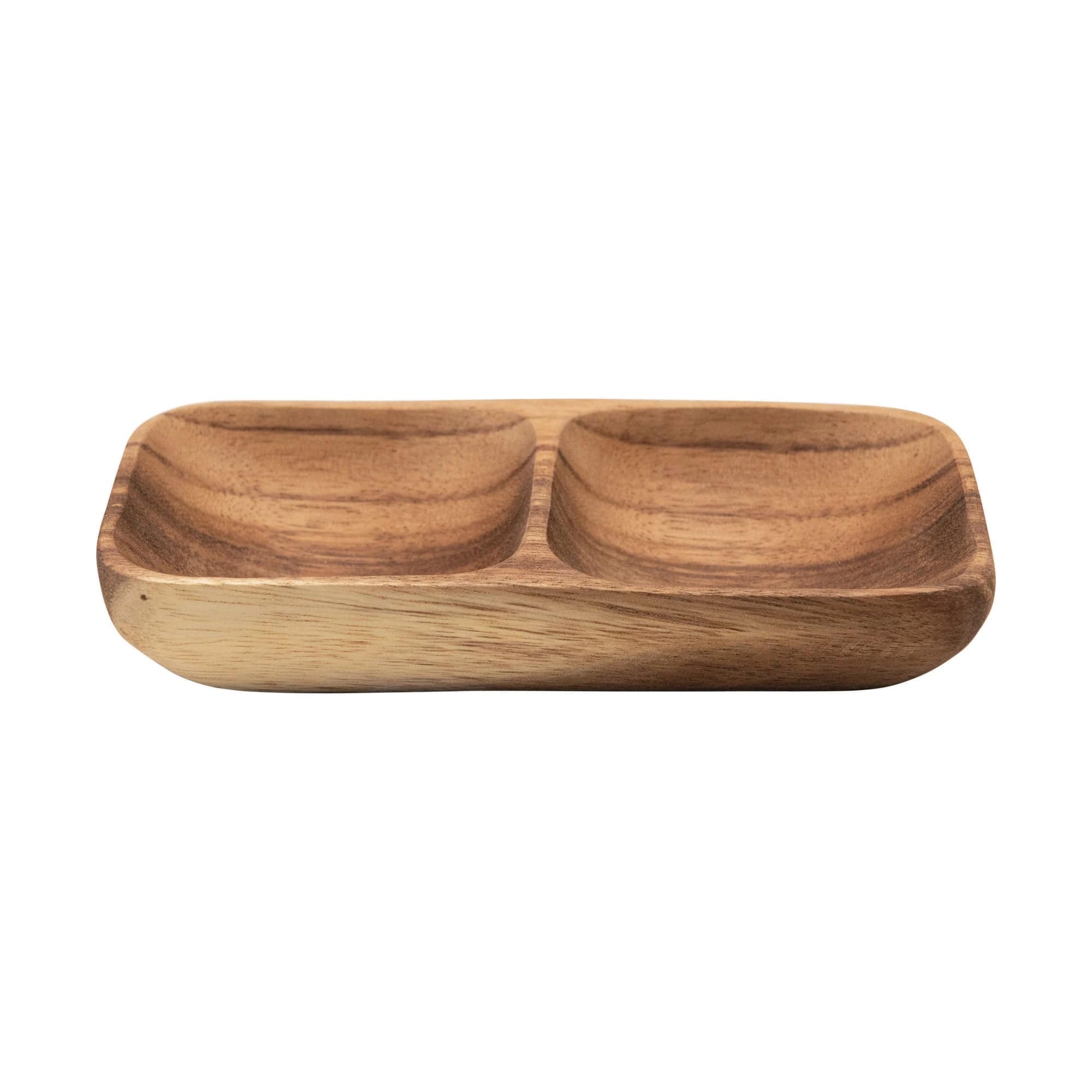 CCO - Creative Co-op Creative Co-op Acacia Wood Tray with 2 Sections - Little Miss Muffin Children & Home