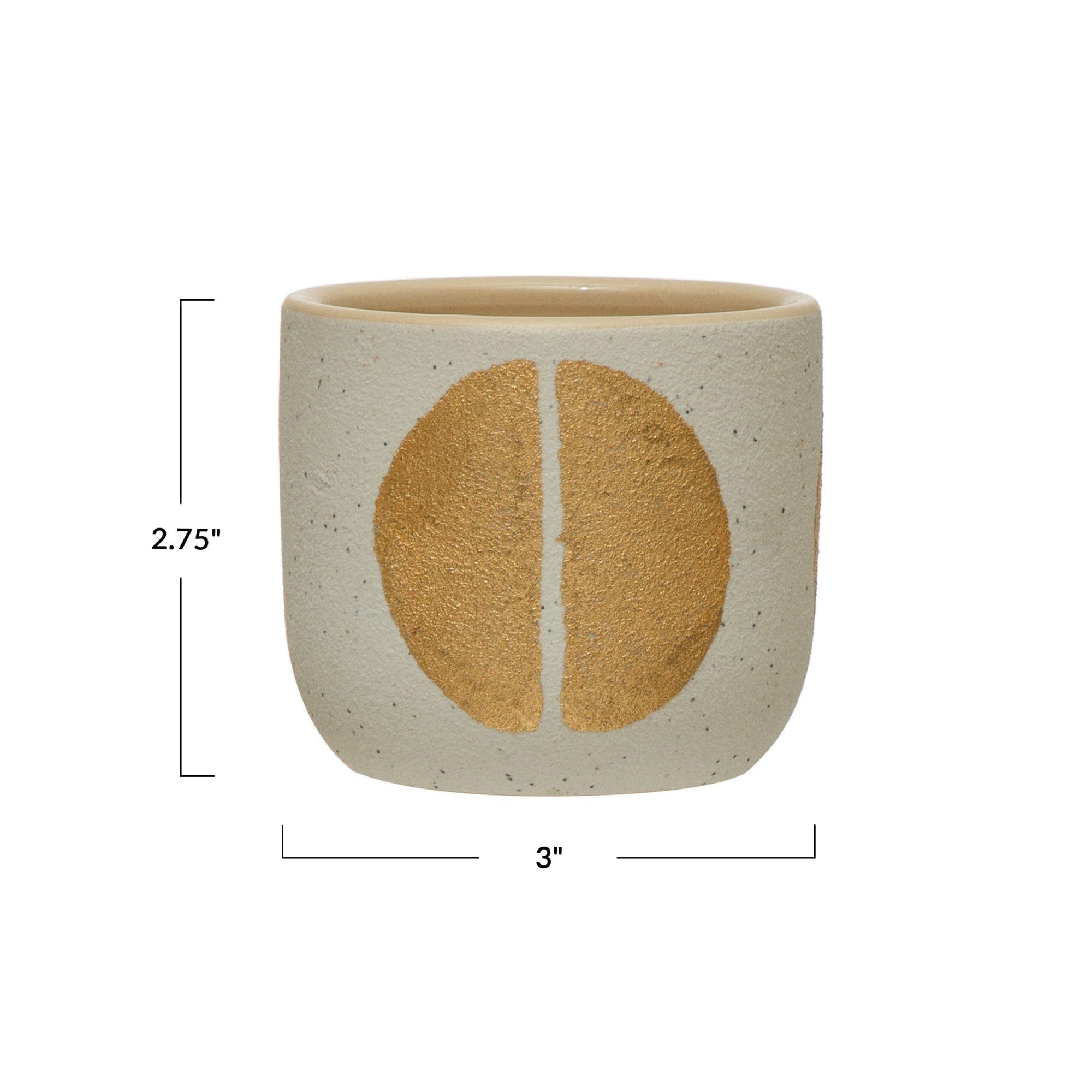 Creative Co-Op Creative Co-op Hand-Painted Stoneware Planter with Gold Design - Little Miss Muffin Children & Home