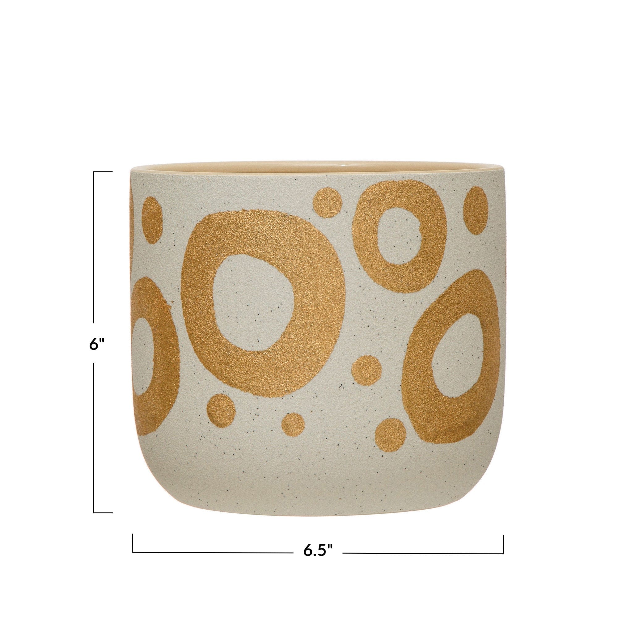 Creative Co-op Creative Co-op Hand Painted Gold Circles Stoneware Planter - Little Miss Muffin Children & Home
