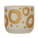 Creative Co-op Creative Co-op Hand Painted Gold Circles Stoneware Planter - Little Miss Muffin Children & Home