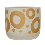 Creative Co-op Creative Co-op Stoneware Planter with Gold Design - Little Miss Muffin Children & Home