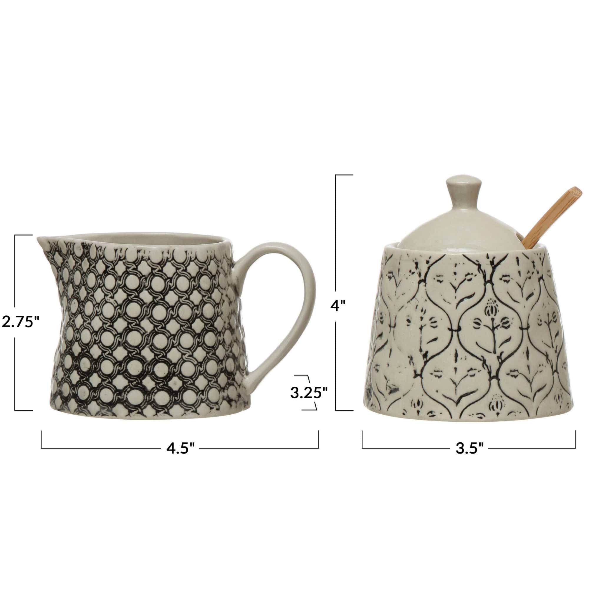 Creative Co-op Creative Co-op Creamer, Sugar Jar with Lid, & Spoon - Little Miss Muffin Children & Home