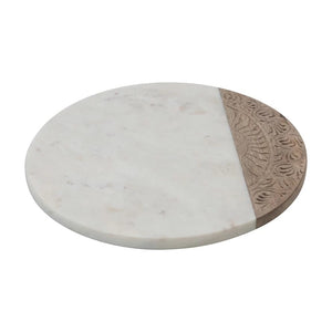 Creative Co-op Creative Co-op Hand-Carved Wood & Marble Round Serving Board - Little Miss Muffin Children & Home