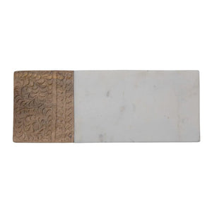 Creative Co-op Creative Co-op Marble & Hand-Carved Wood Serving Board - Little Miss Muffin Children & Home