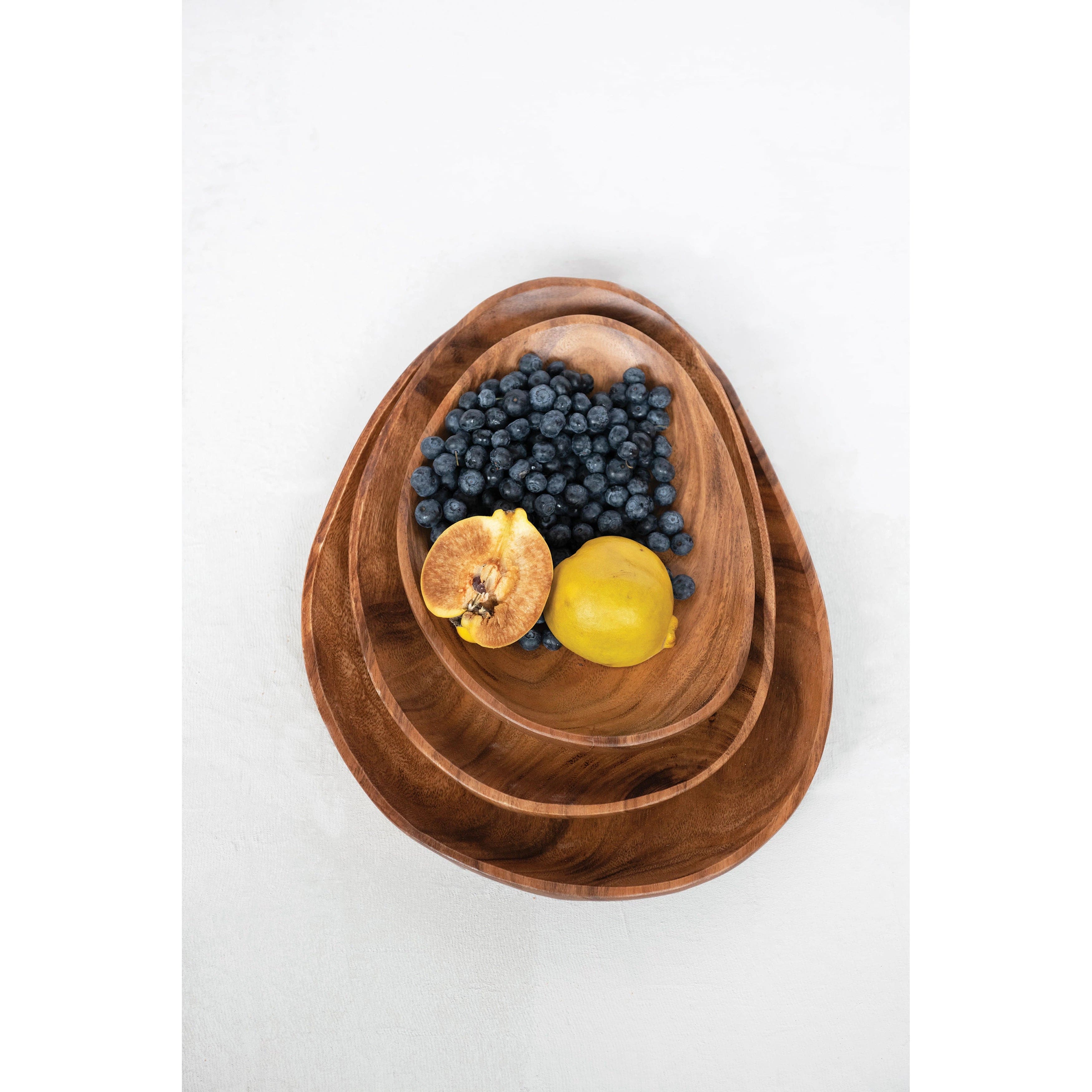 Creative Co-op Creative Co-op Hand-Carved Acacia Wood Bowls Set of 3 - Little Miss Muffin Children & Home