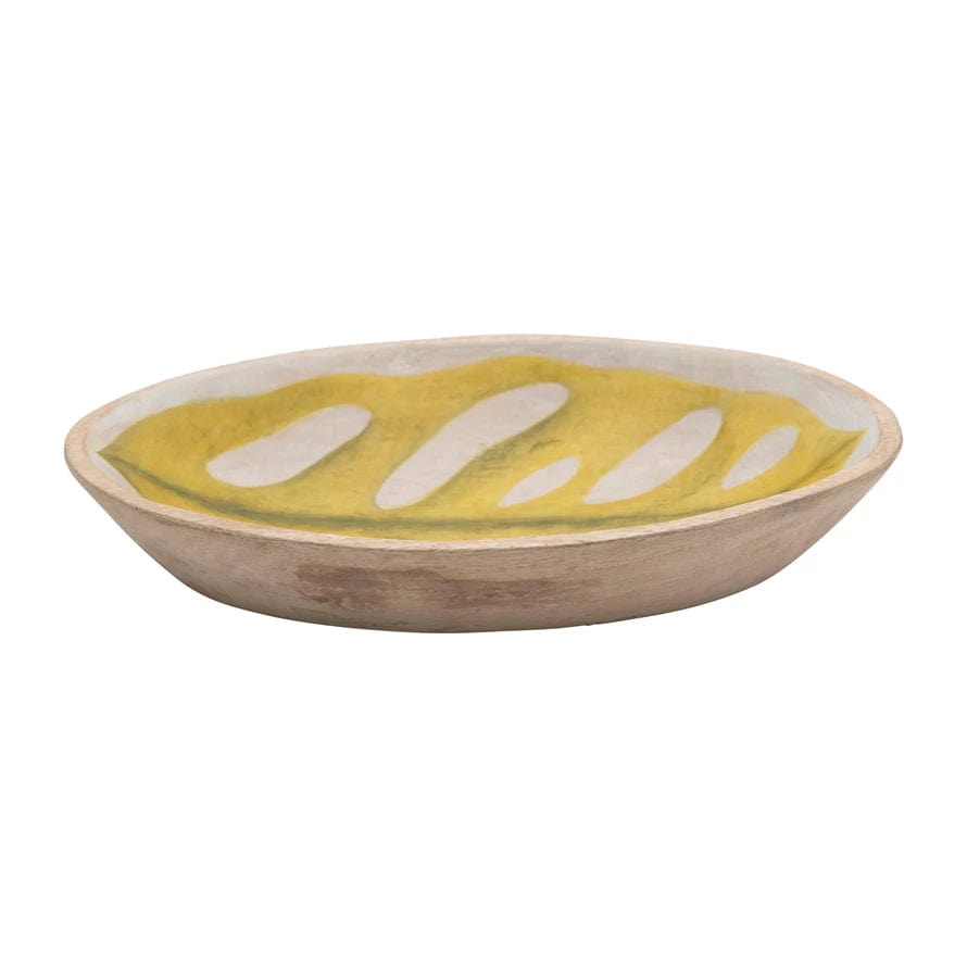 Creative Co-op Creative Co-op Hand-Painted Mango Wood Leaf Bowl - Little Miss Muffin Children & Home