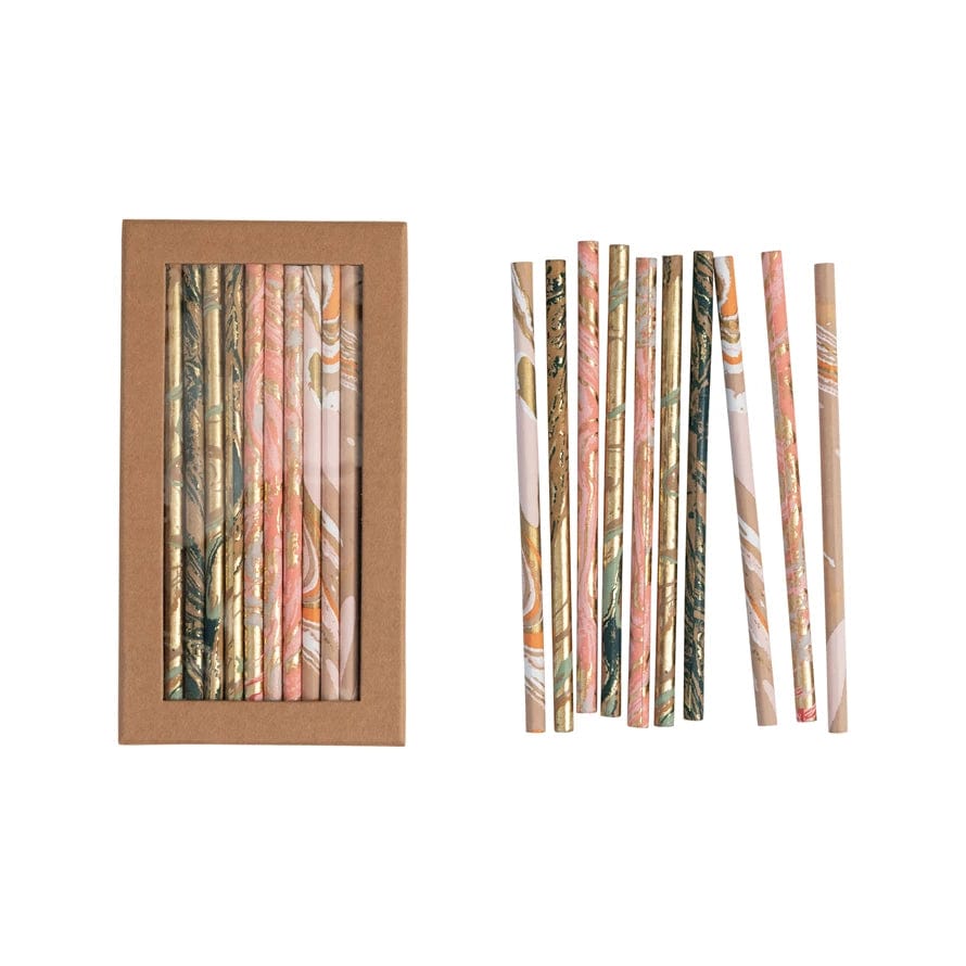 Creative Co-op Creative Co-op Paper Wrapped Marbled Wood Pencils - Little Miss Muffin Children & Home