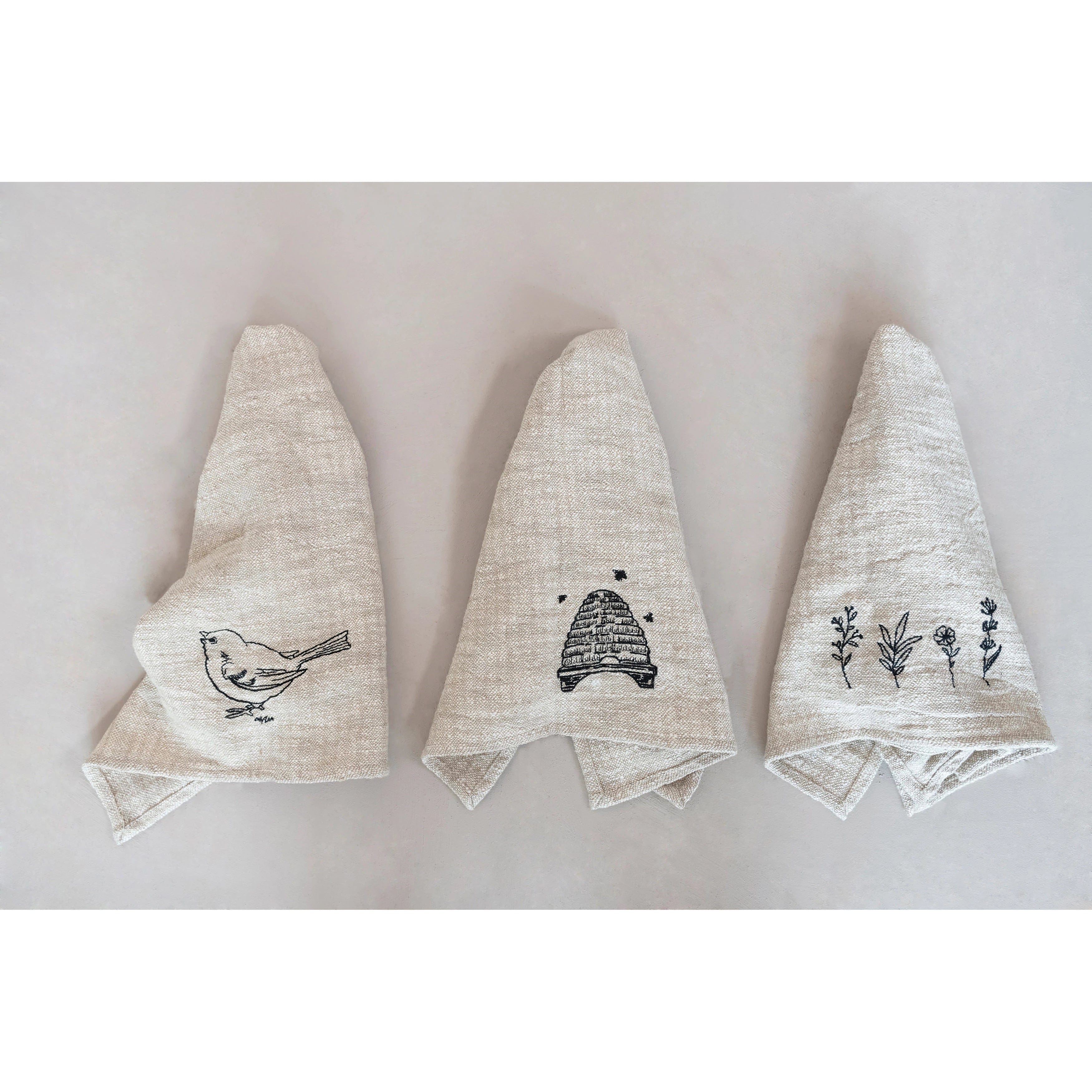 Creative Co-op Creative Co-op Cotton Embroidered Tea Towels - Little Miss Muffin Children & Home