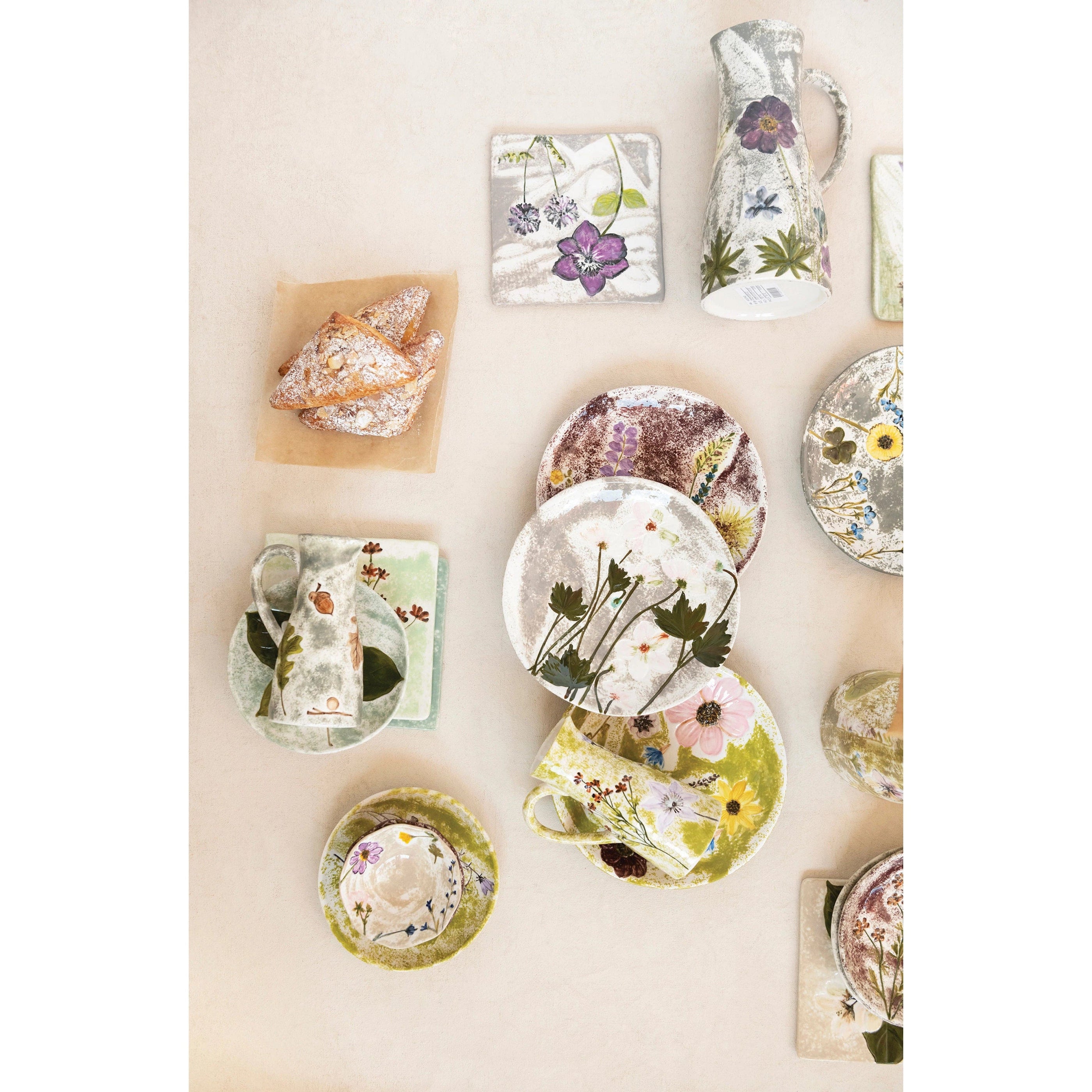 Creative Co-op Creative Co-op Stoneware Dish with Debossed Florals, 2 Styles - Little Miss Muffin Children & Home