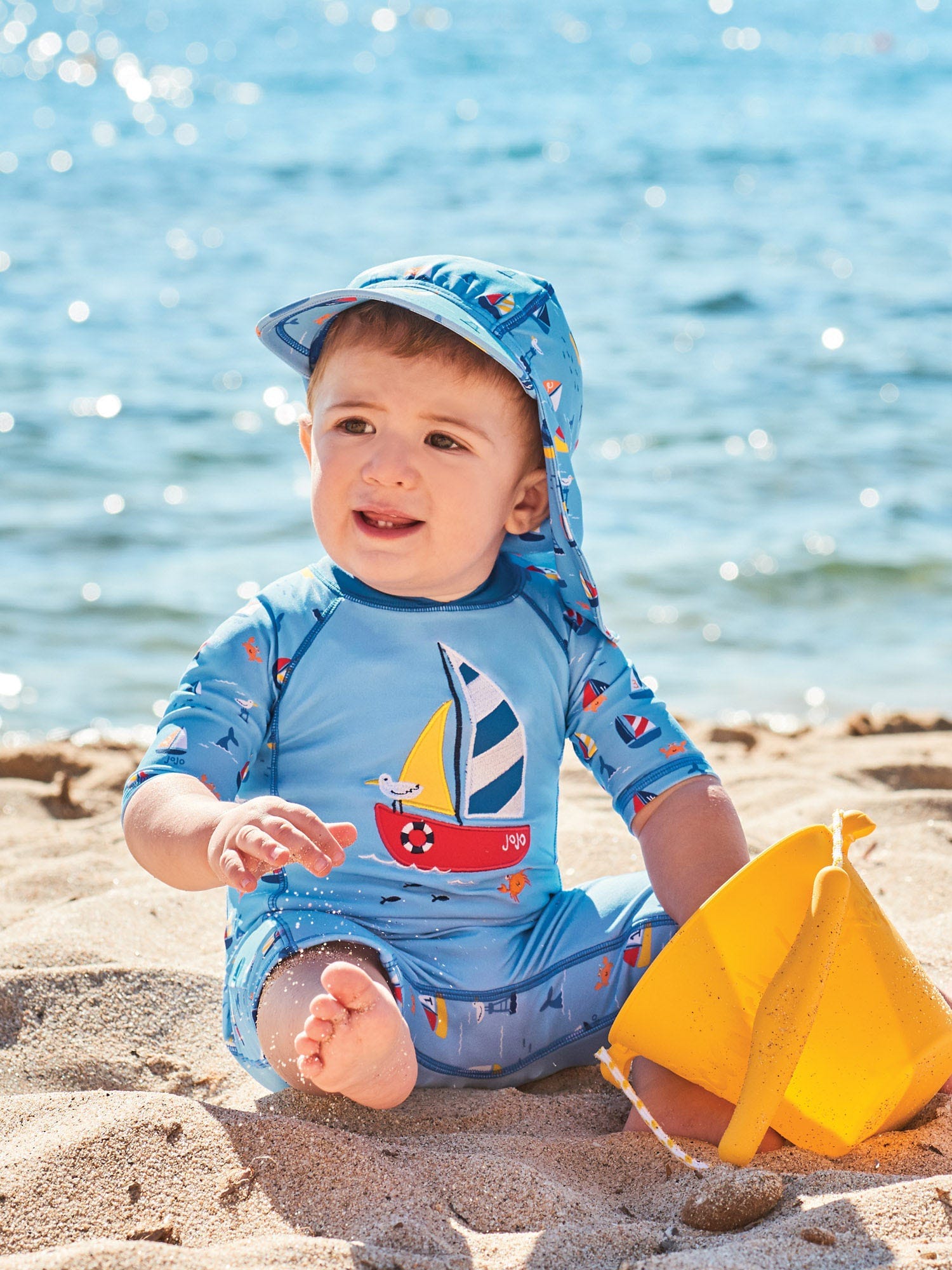 Jojo Maman Bebe Jojo Maman Bebe Blue Nautical Sun Protection Hat - Little Miss Muffin Children & Home