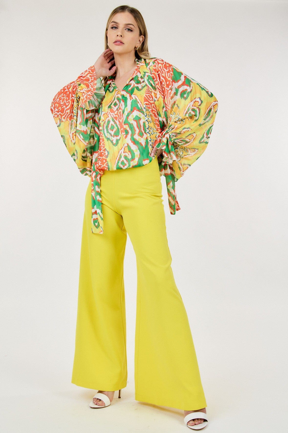 Lime Mist Lime Mist Frill Collar Print Blouse - Little Miss Muffin Children & Home