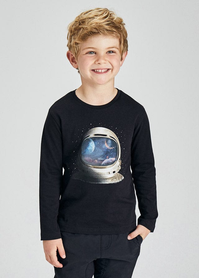 Mayoral Mayoral Ecofriends Long Sleeve Black Space Tee - Little Miss Muffin Children & Home