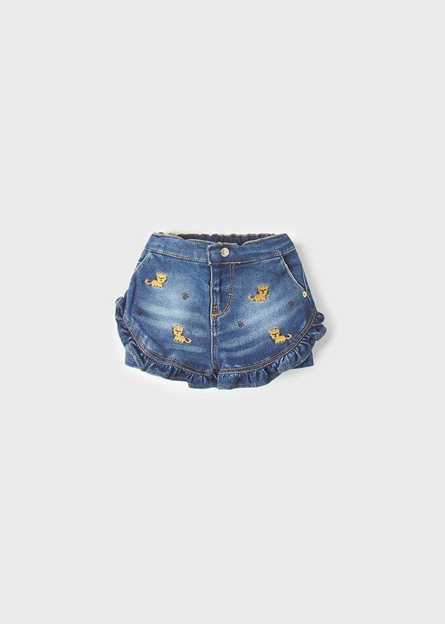 Mayoral Mayoral Embroidered Denim Shorts with Ruffles - Little Miss Muffin Children & Home