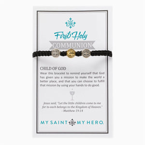 My Saint My Hero My Saint My Hero First Communion Child of God Mixed Medal Bracelet in Black - Little Miss Muffin Children & Home