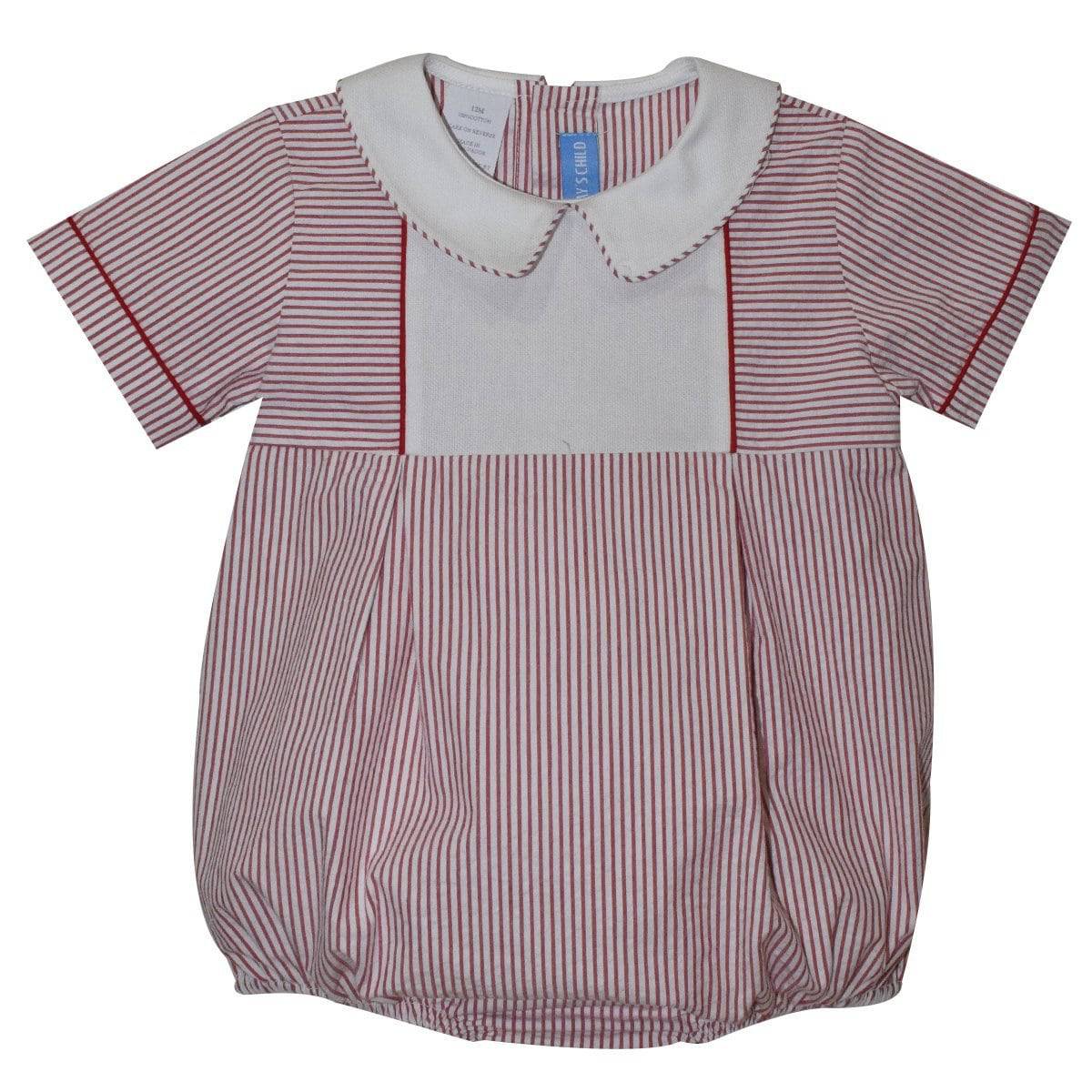 Vive La Fete - Vive La Fete Red Stripe Seersucker Boys Bubble Short Sleeve - Little Miss Muffin Children & Home