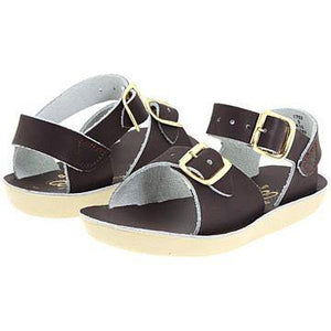 Double strap Saltwater Sea Wee Sandals in brown, for babies and toddlers, available at Little Miss Muffin Children & Home.